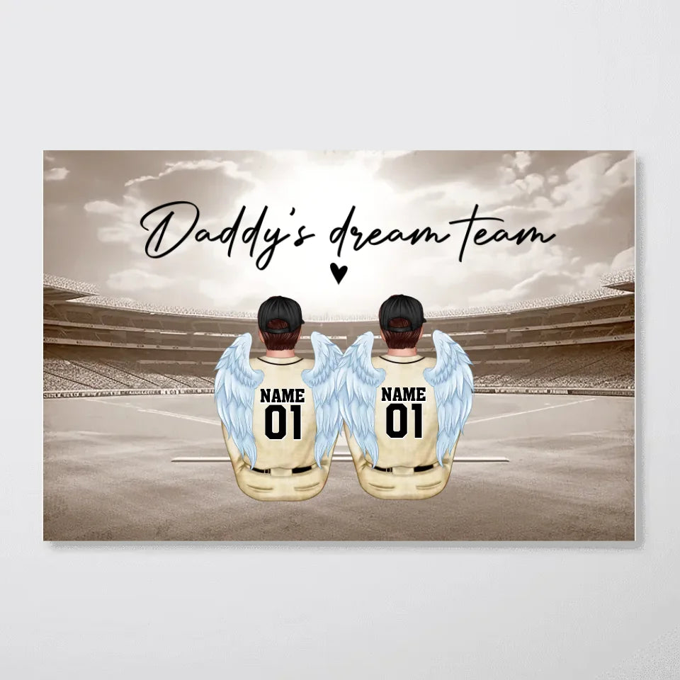 Retro Baseball Family Sitting Personalized Poster