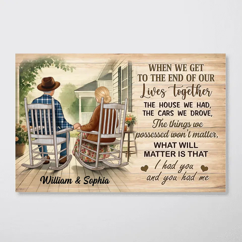 Old Couple Sitting On The Porch Personalized Poster, Heartfelt Gift For Couple, For Him, For Her, Husband, Wife