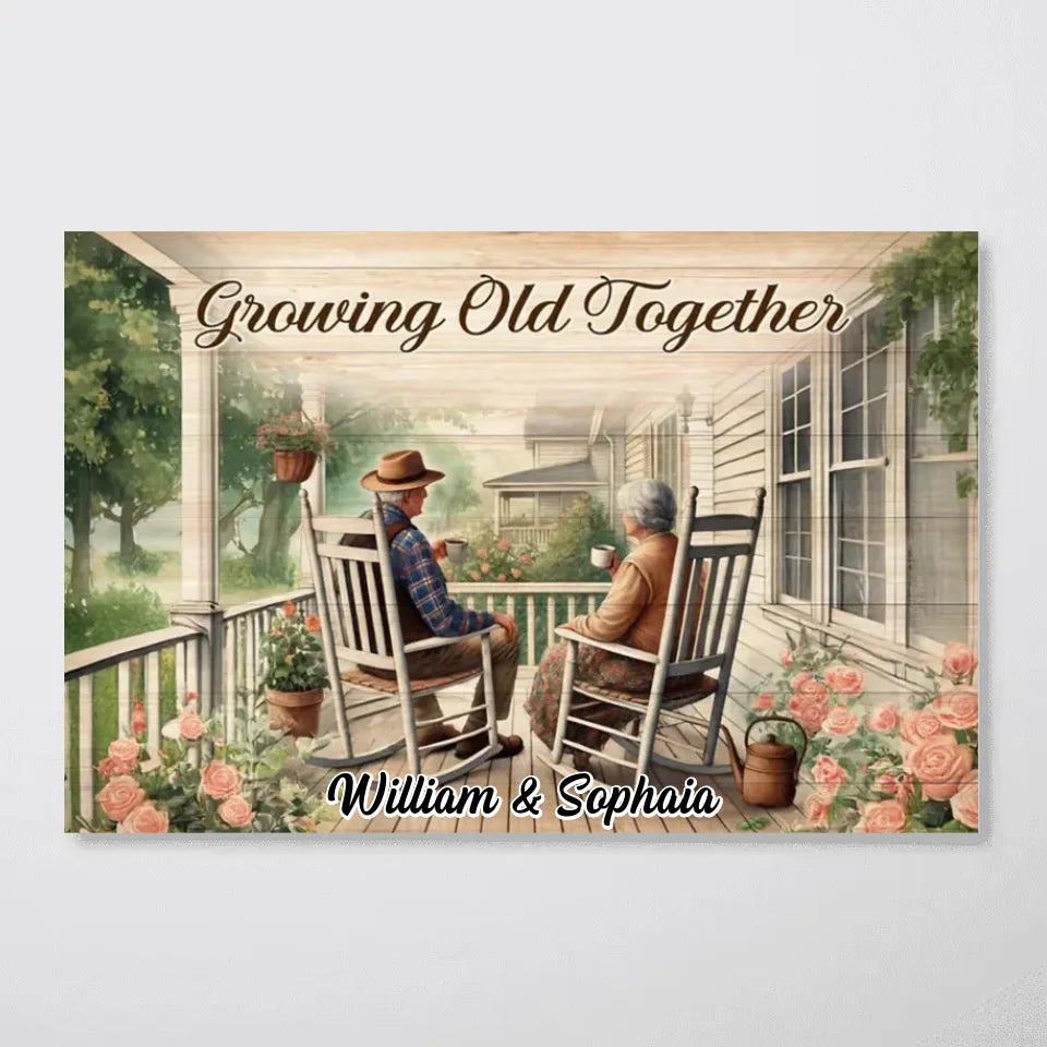 Old Couple Sitting Together On The Porch Personalized Poster, Heartfelt Valentine's Day Gift For Him, For Her, Husband, Wife