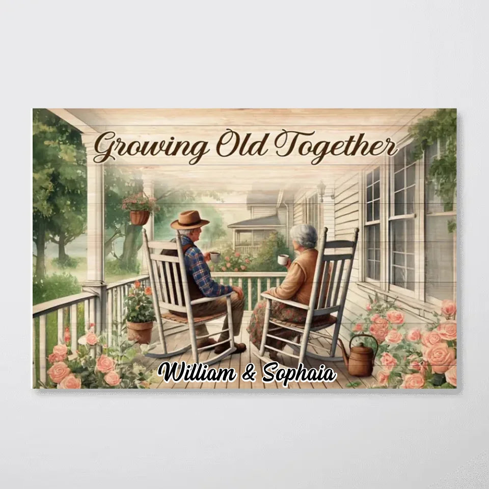 Old Couple Sitting Together On The Porch Personalized Poster, Heartfelt Valentine's Day Gift For Him, For Her, Husband, Wife