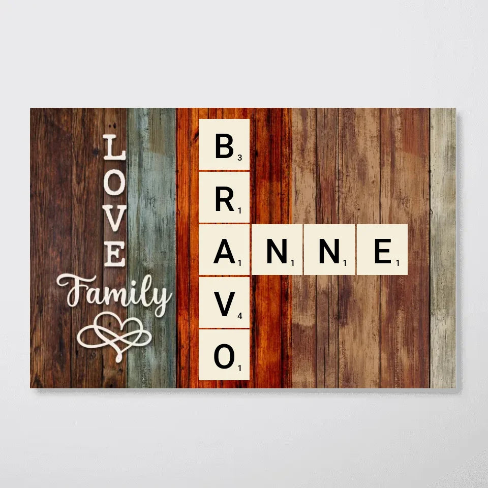 Personalized Family Crossword Art - Created In A Moment, Treasured Forever Poster