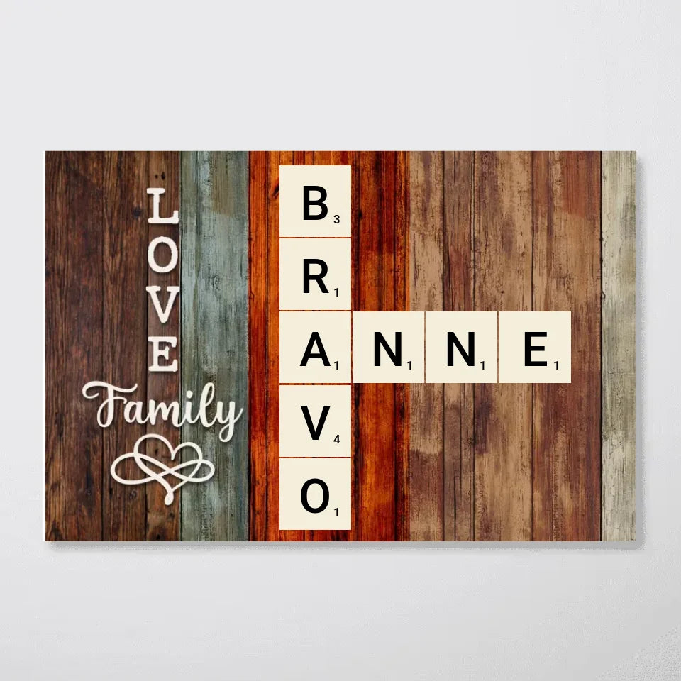 Personalized Family Crossword Art - Created In A Moment, Treasured Forever Poster