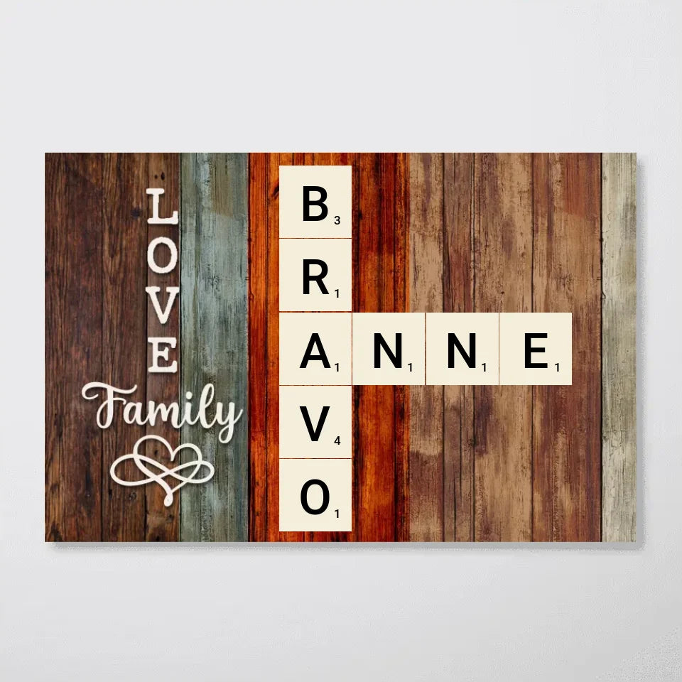 Personalized Family Crossword Art - Created In A Moment, Treasured Forever Poster