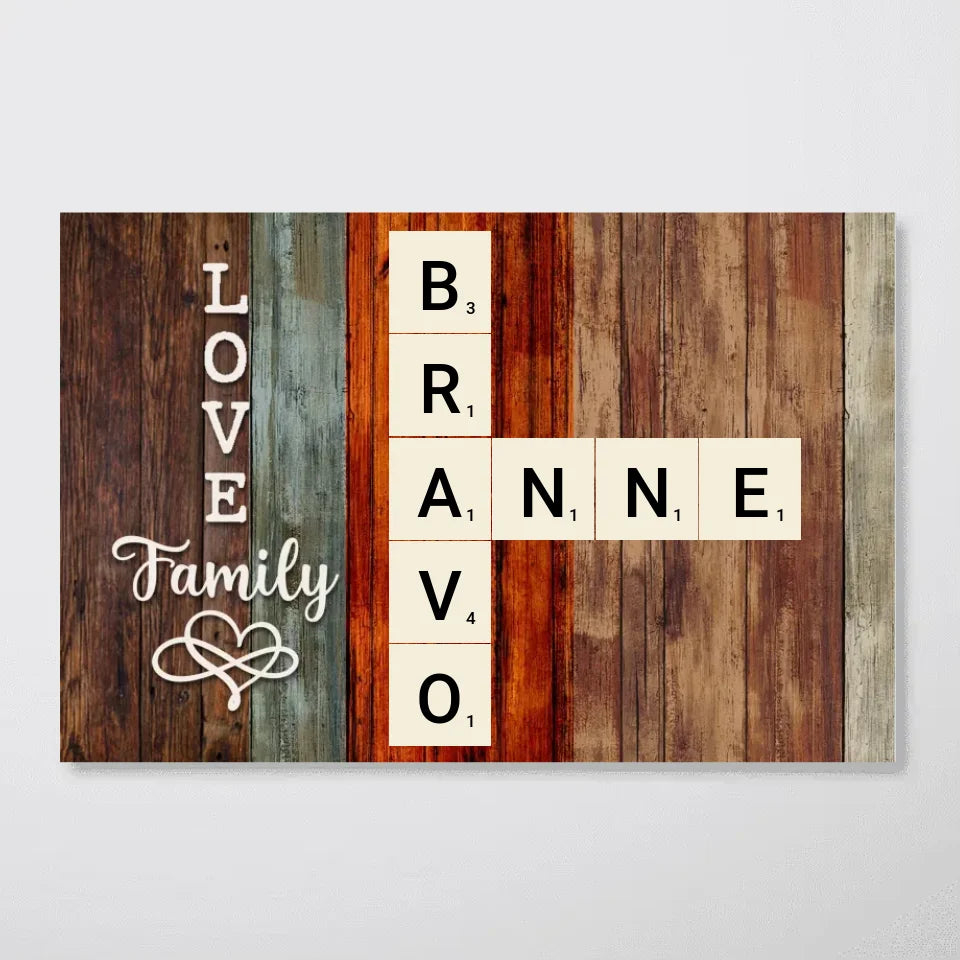 Personalized Family Crossword Art - Created In A Moment, Treasured Forever Poster