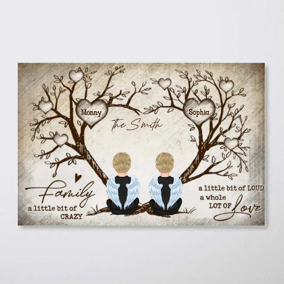 Family Heart Tree Sitting Personalized Poster, Home Decoration, Anniversary Gift For Family, Valentine's Day Gift For Husband, Wife