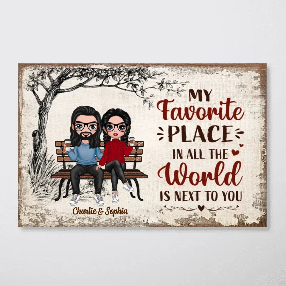 My Favorite Place Doll Couple Sitting Valentine‘s Day Gift Personalized Poster