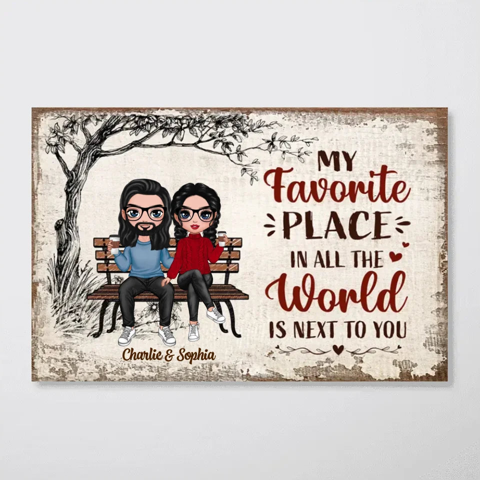 My Favorite Place Doll Couple Sitting Valentine‘s Day Gift Personalized Poster