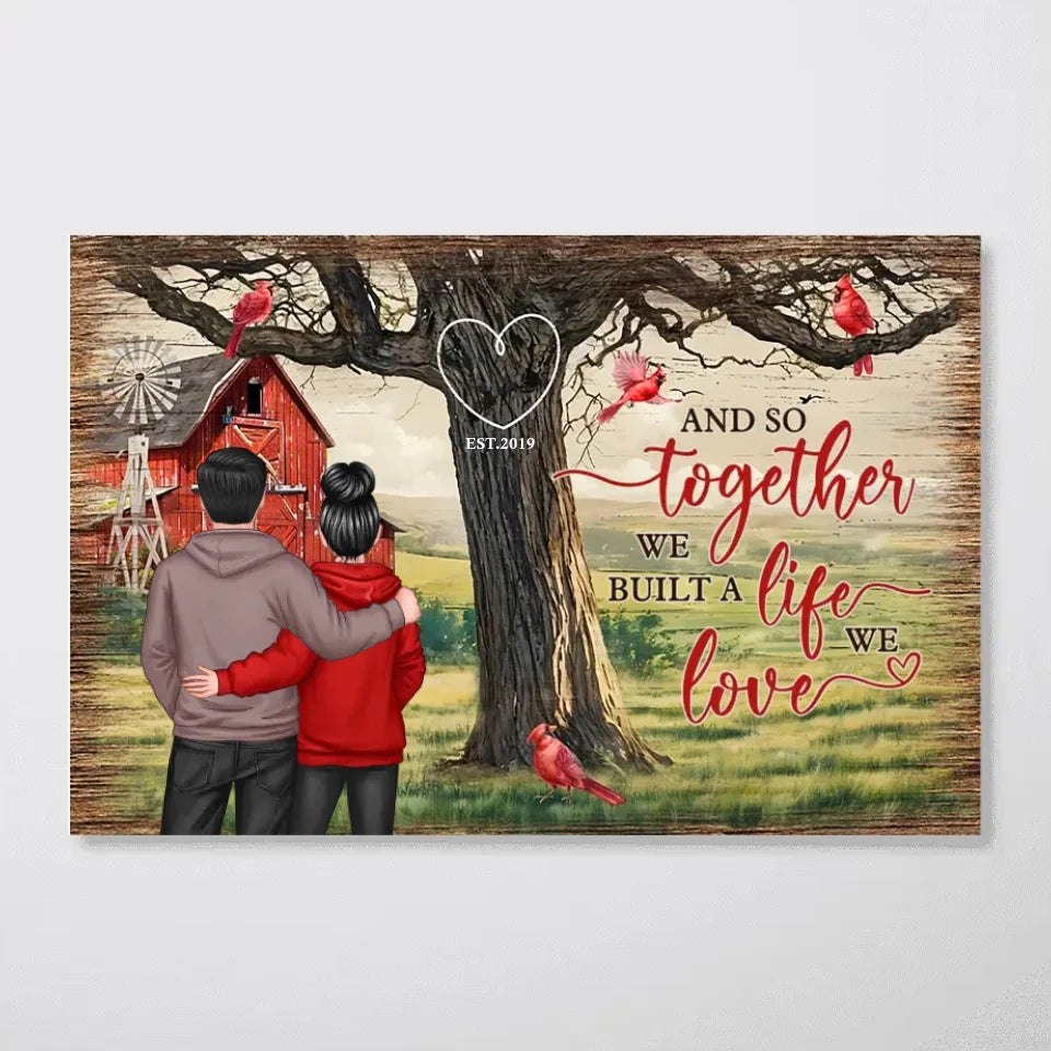 Personalized Couples Tree Large Farmhouse Poster Wall Art, Valentine's Day Gift, Anniversary Gift For Couples, For Him, For Her