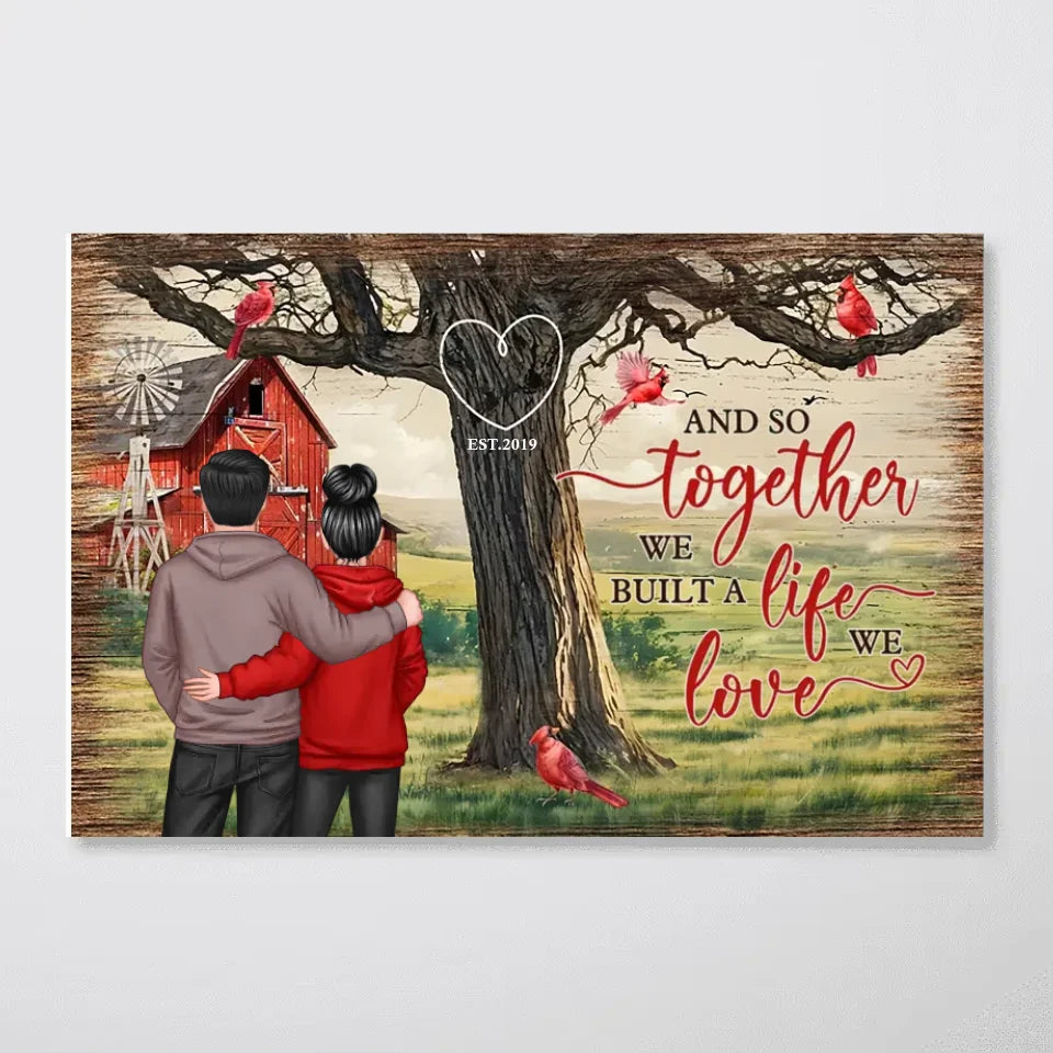 Personalized Couples Tree Large Farmhouse Poster Wall Art, Valentine's Day Gift, Anniversary Gift For Couples, For Him, For Her