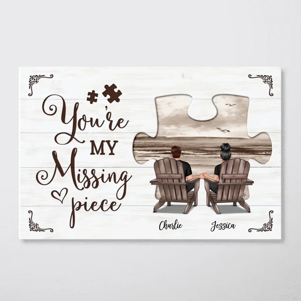 My Missing Piece Couple Beach Landscape Personalized Poster, Gift For Couples, For Him, For Her