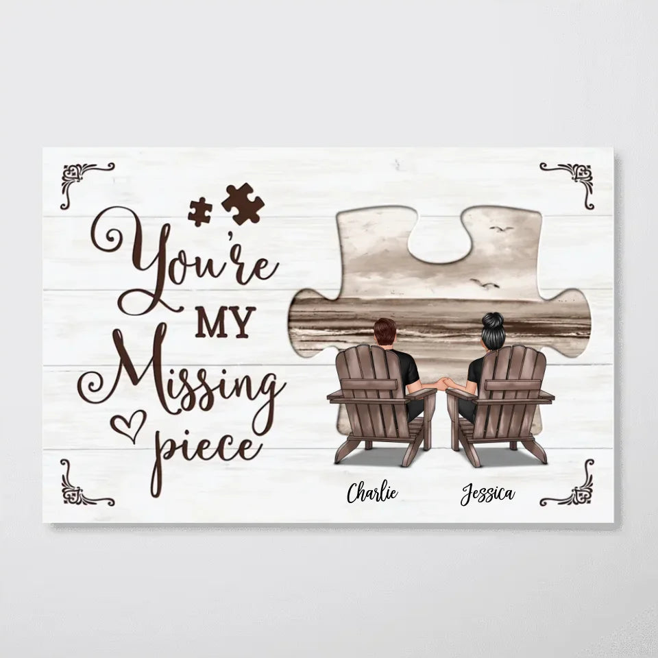 My Missing Piece Couple Beach Landscape Personalized Poster, Gift For Couples, For Him, For Her