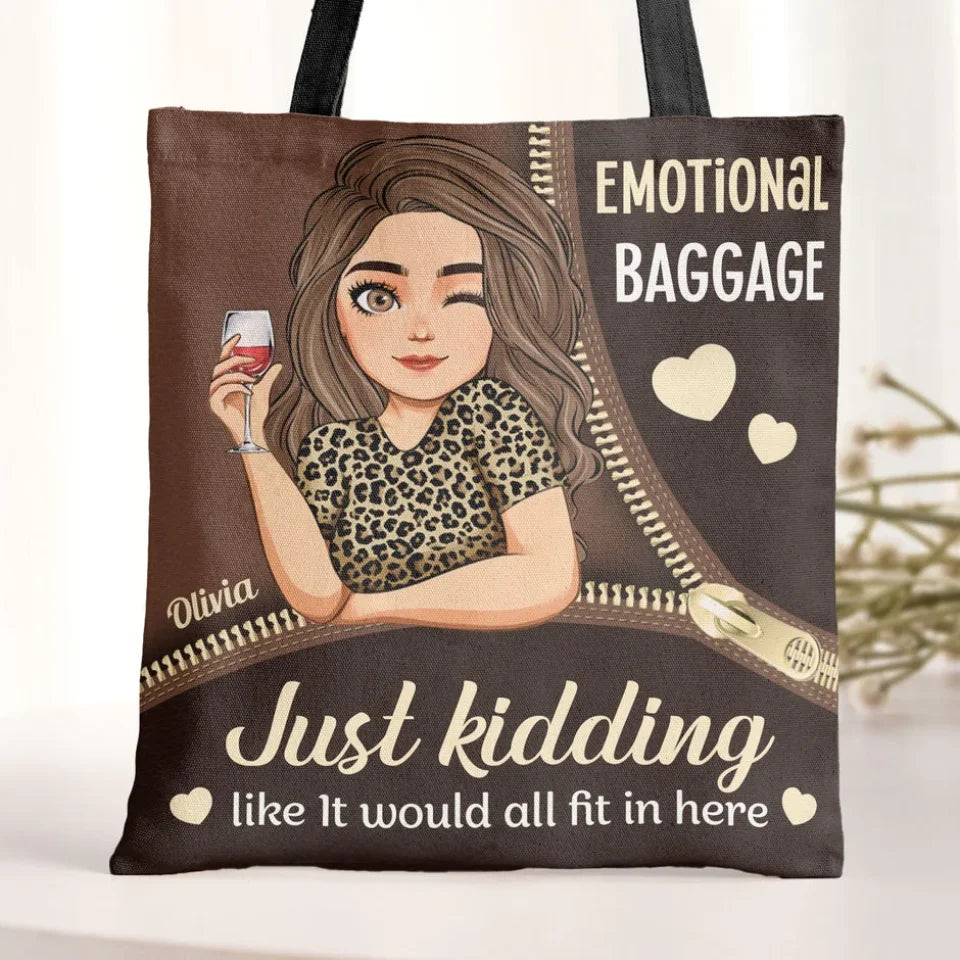 Emotional-Baggage-Just-Kidding-Personalized-Tote-Bag-1