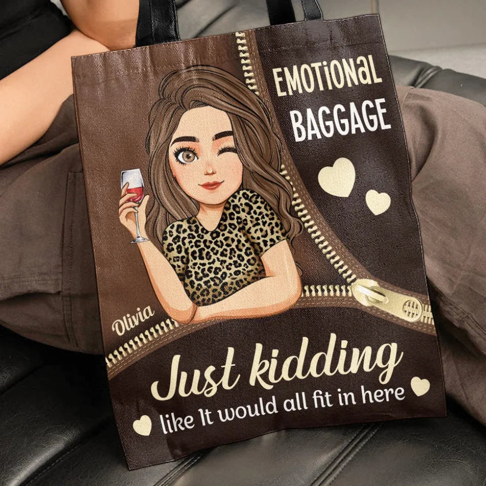 Emotional-Baggage-Just-Kidding-Personalized-Tote-Bag-3
