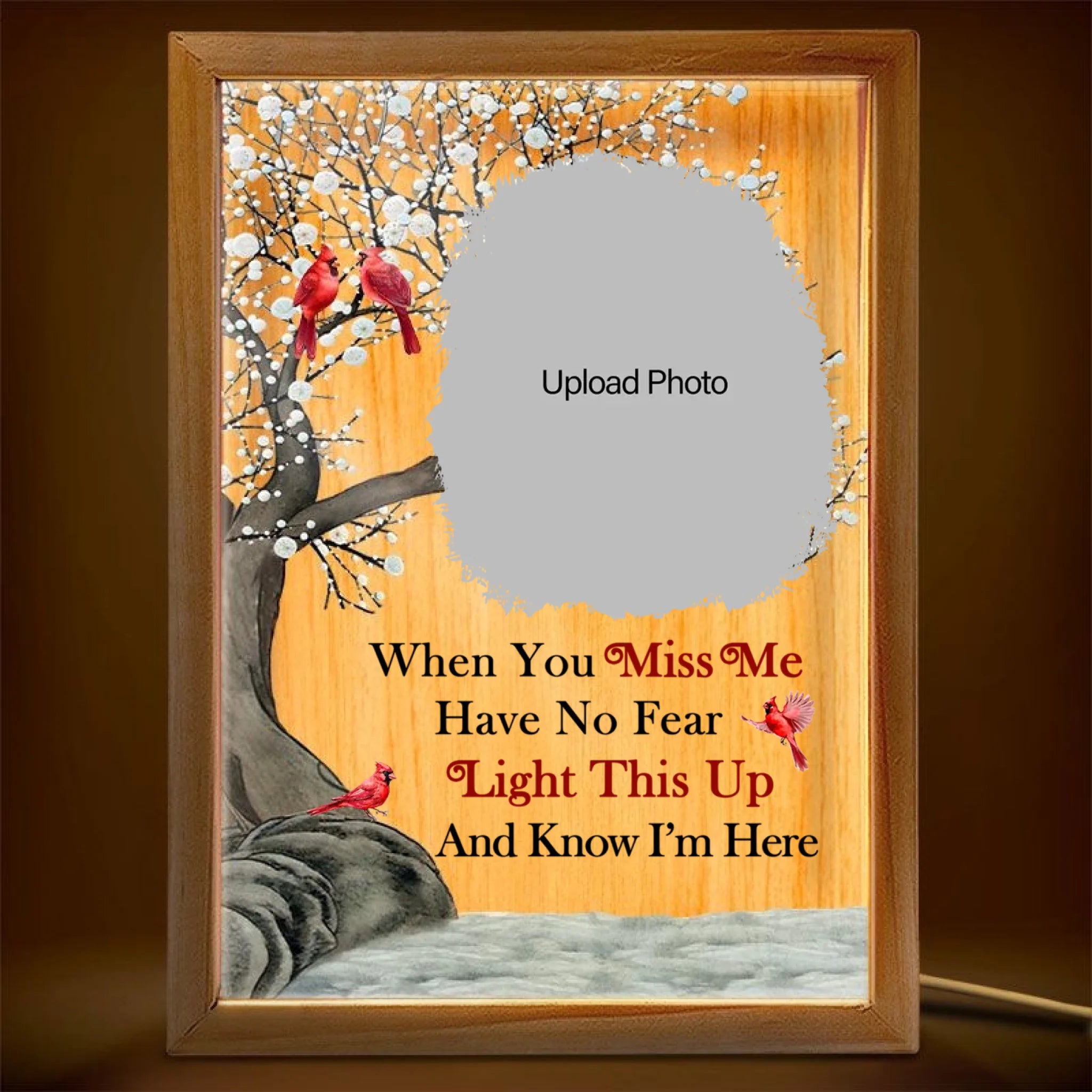 Custom Photo When You Miss Me - Loving, Memorial Gift For Family, Siblings, Friends - Personalized Picture Frame Light Box