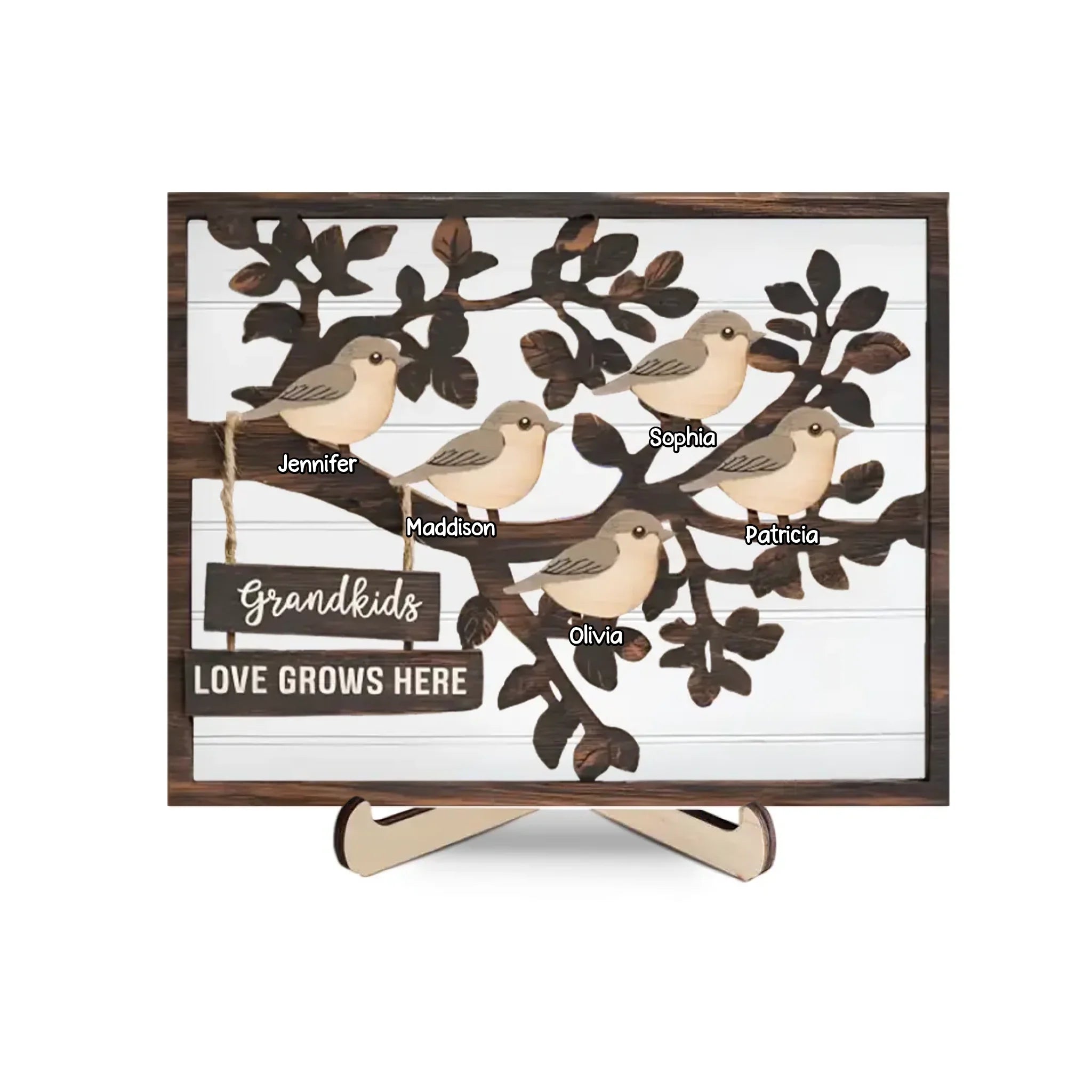 The Heart Of Our Family - Family Personalized Custom 2-Layered Wooden Plaque With Stand - Gift For Mom, Grandma