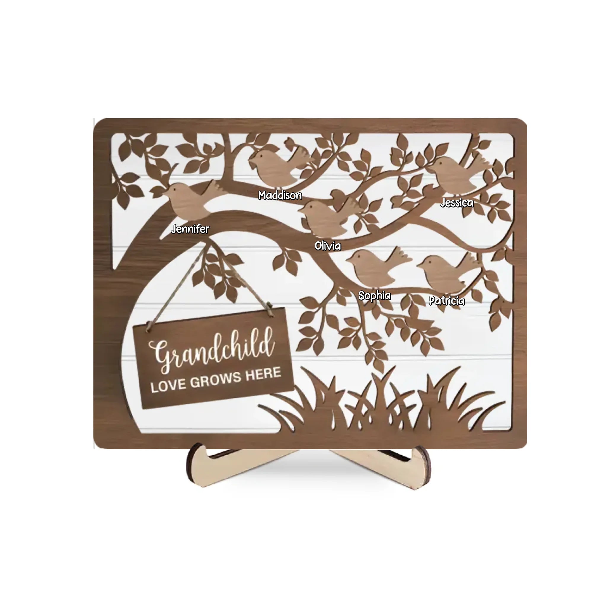 Grandma’s Love Is The Sweetest Gift - Family Personalized Custom 2-Layered Wooden Plaque With Stand - Gift For Mom, Grandma