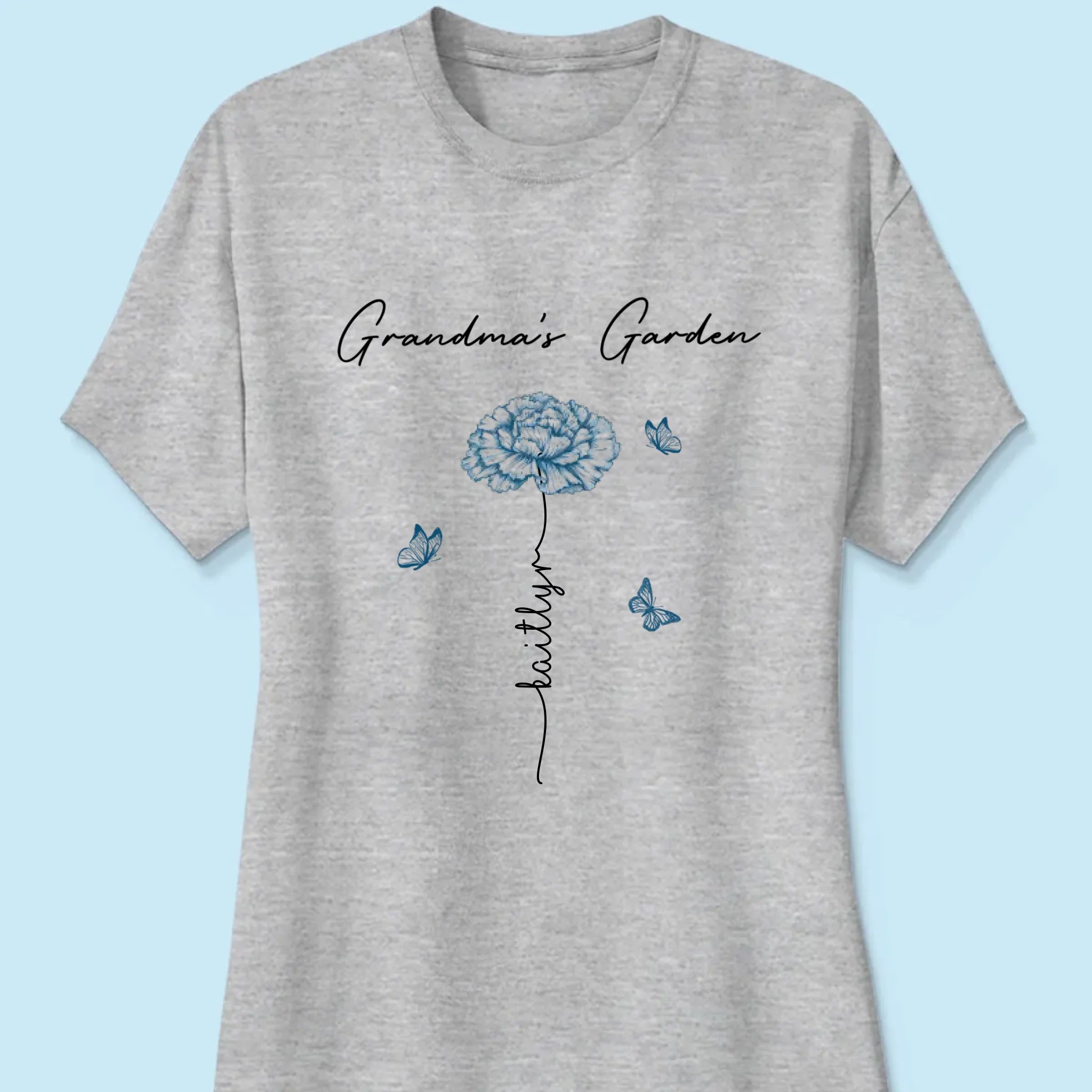 Grandma's Garden Retro Vintage Birthmonth Flowers Personalized Shirt, Grandkids Names Floral Gift for Grandma, Mom