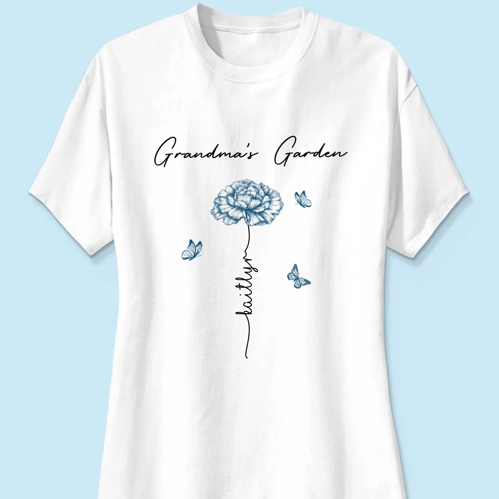 Grandma's Garden Retro Vintage Birthmonth Flowers Personalized Shirt, Grandkids Names Floral Gift for Grandma, Mom