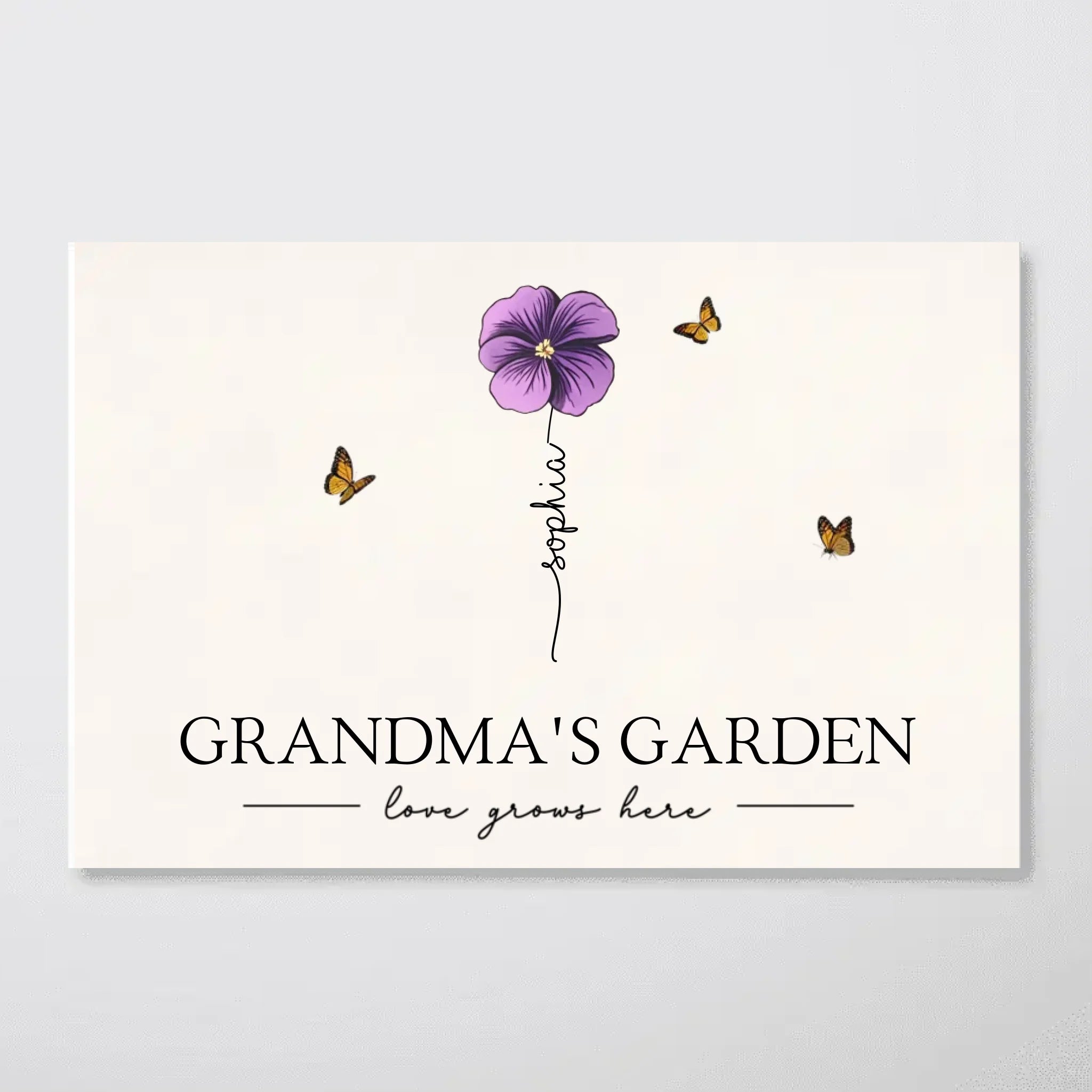 Grandma‘s Garden Love Grows Here Beautiful Birth Month Flower Gift For Grandma Mom Personalized Canvas