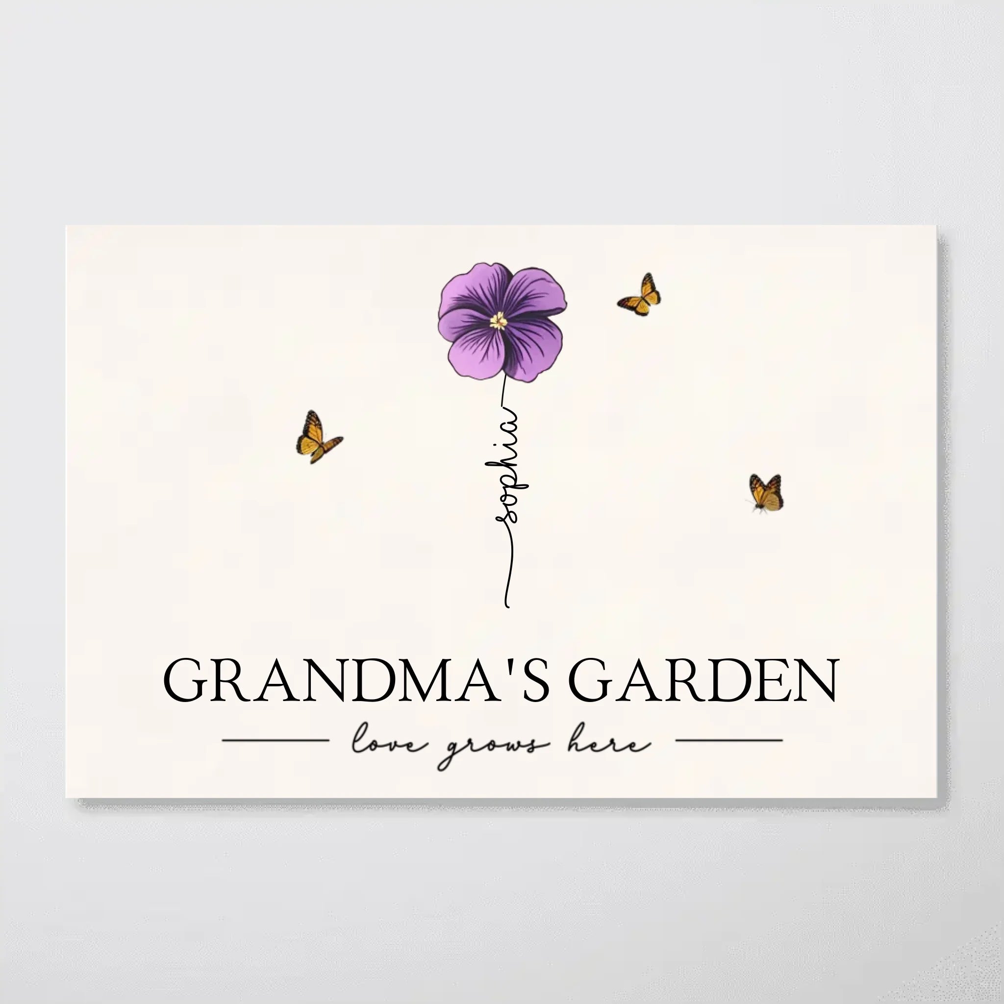 Grandma‘s Garden Love Grows Here Beautiful Birth Month Flower Gift For Grandma Mom Personalized Canvas