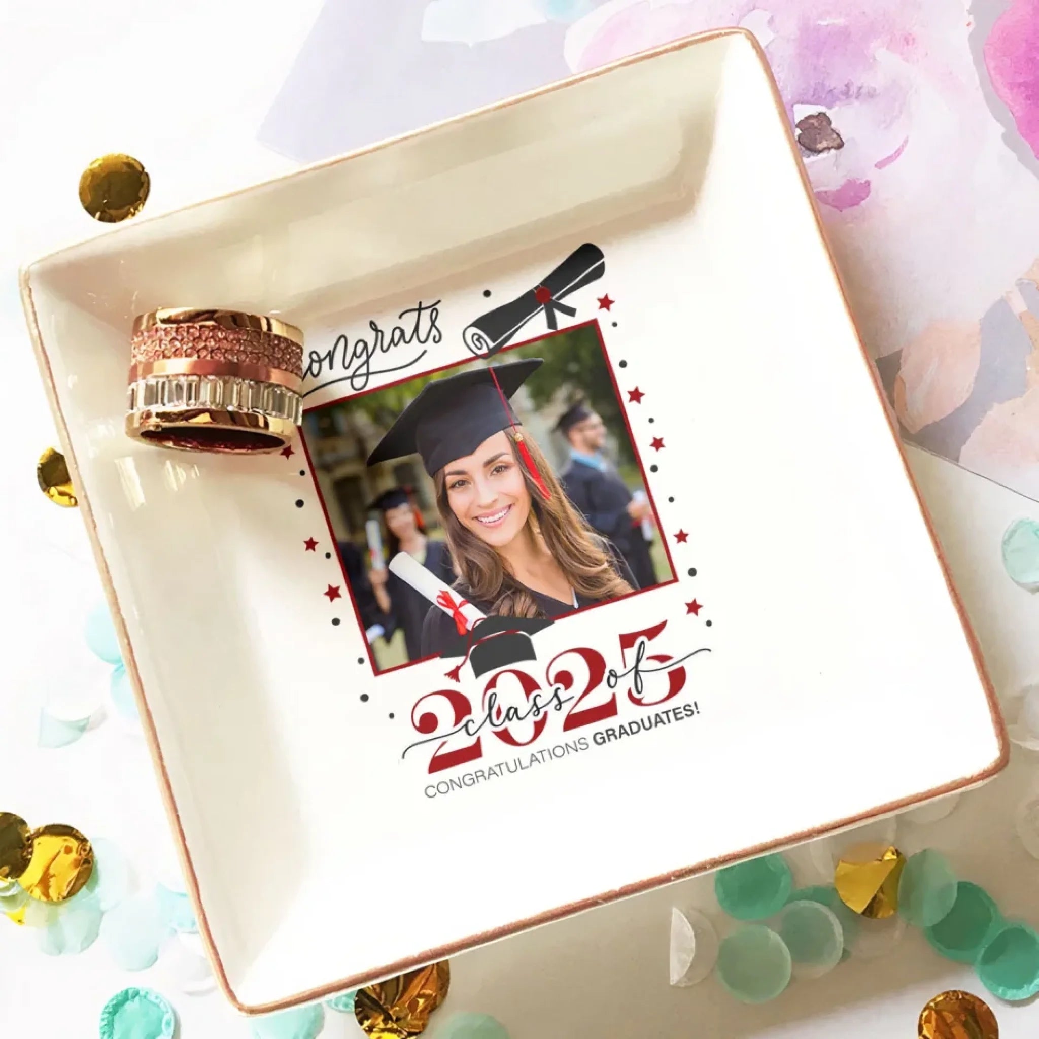 Congrats Graduation - Personalized Photo Jewelry Dish