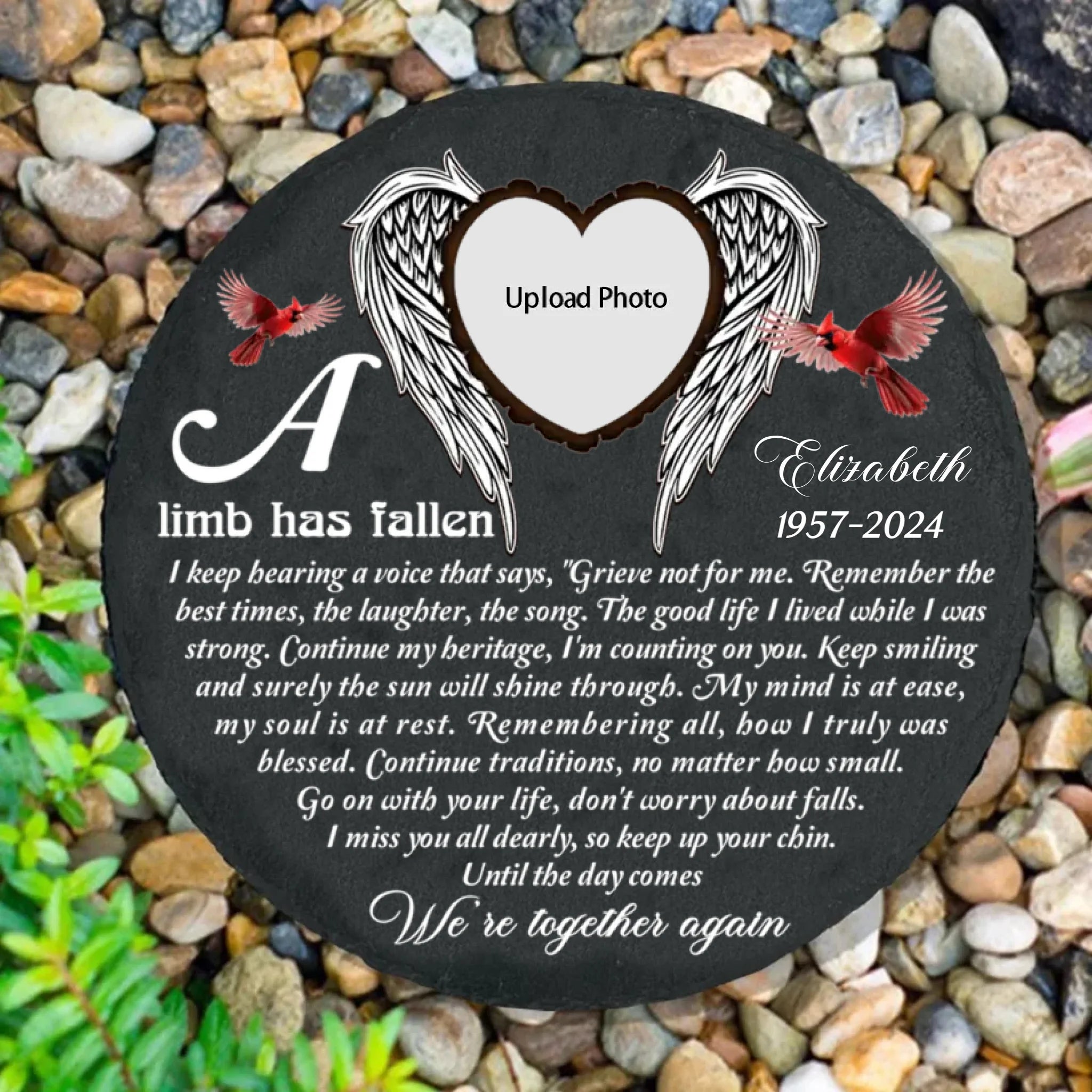 A Limb Has Fallen Memorial Stone, Sympathy Gift for Loss of a Loved One - Personalized Photo Memorial Garden Stone