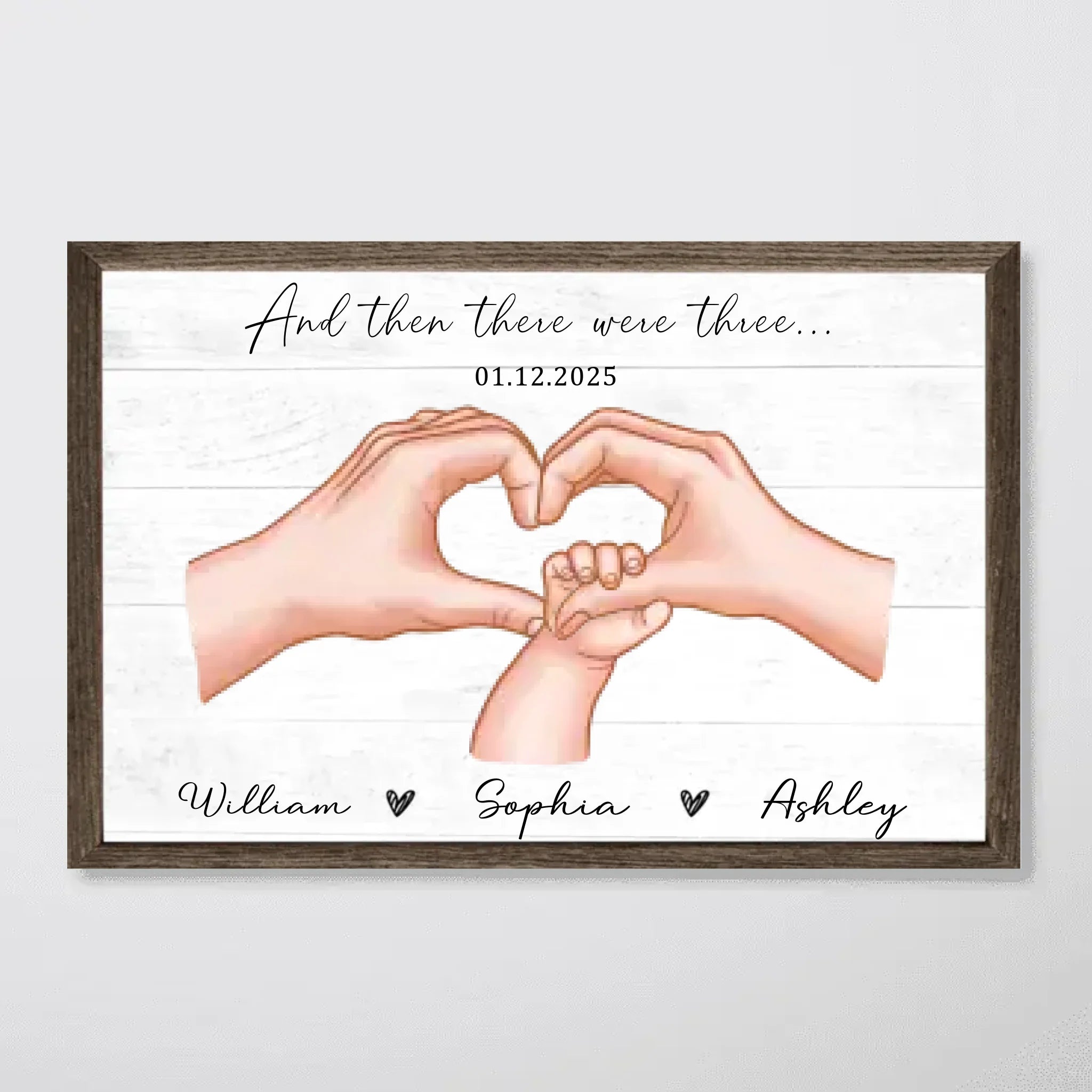 Family Of Three Personalized Poster, Heartfelt Gift For New Mom, New Dad, New Parents