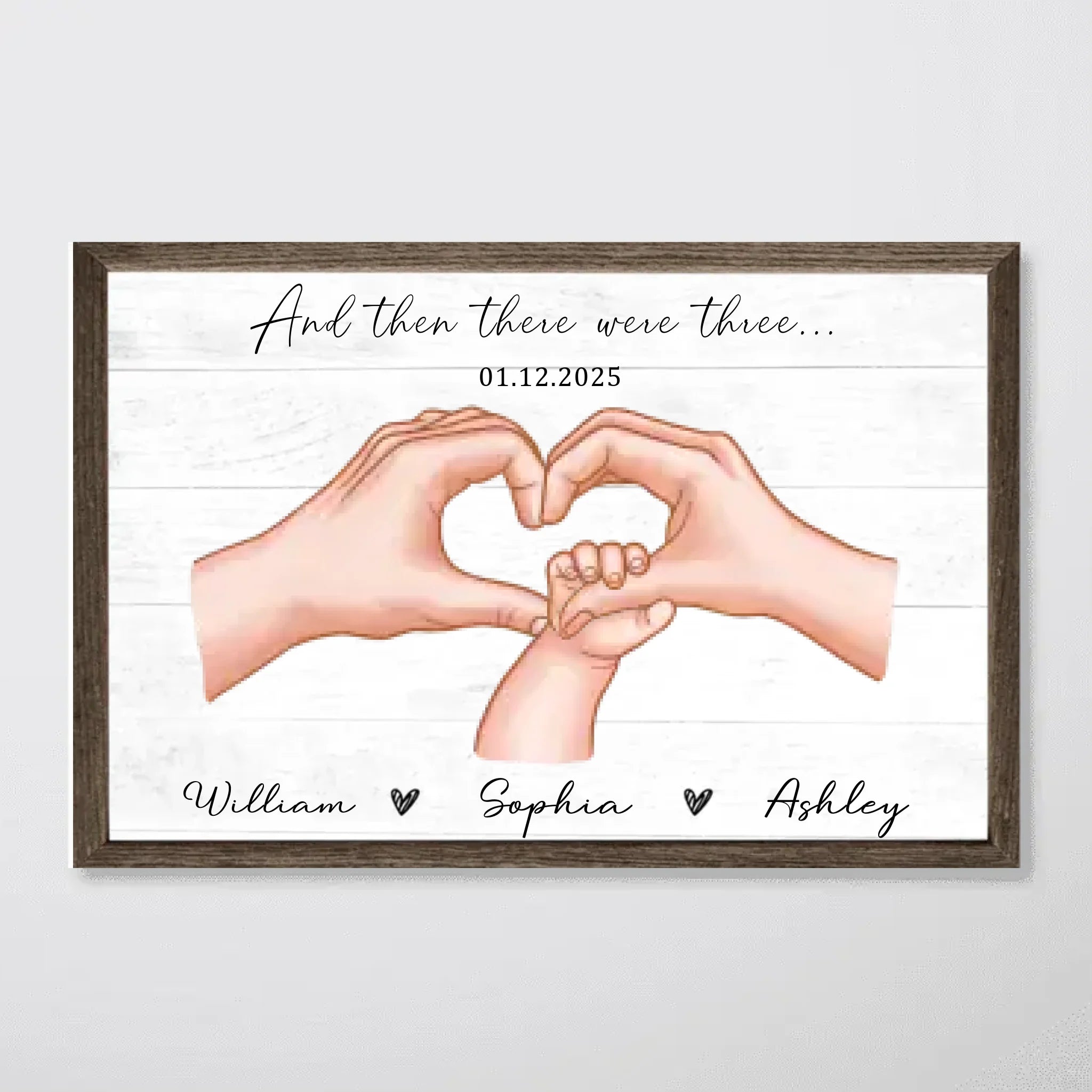 Family Of Three Personalized Poster, Heartfelt Gift For New Mom, New Dad, New Parents