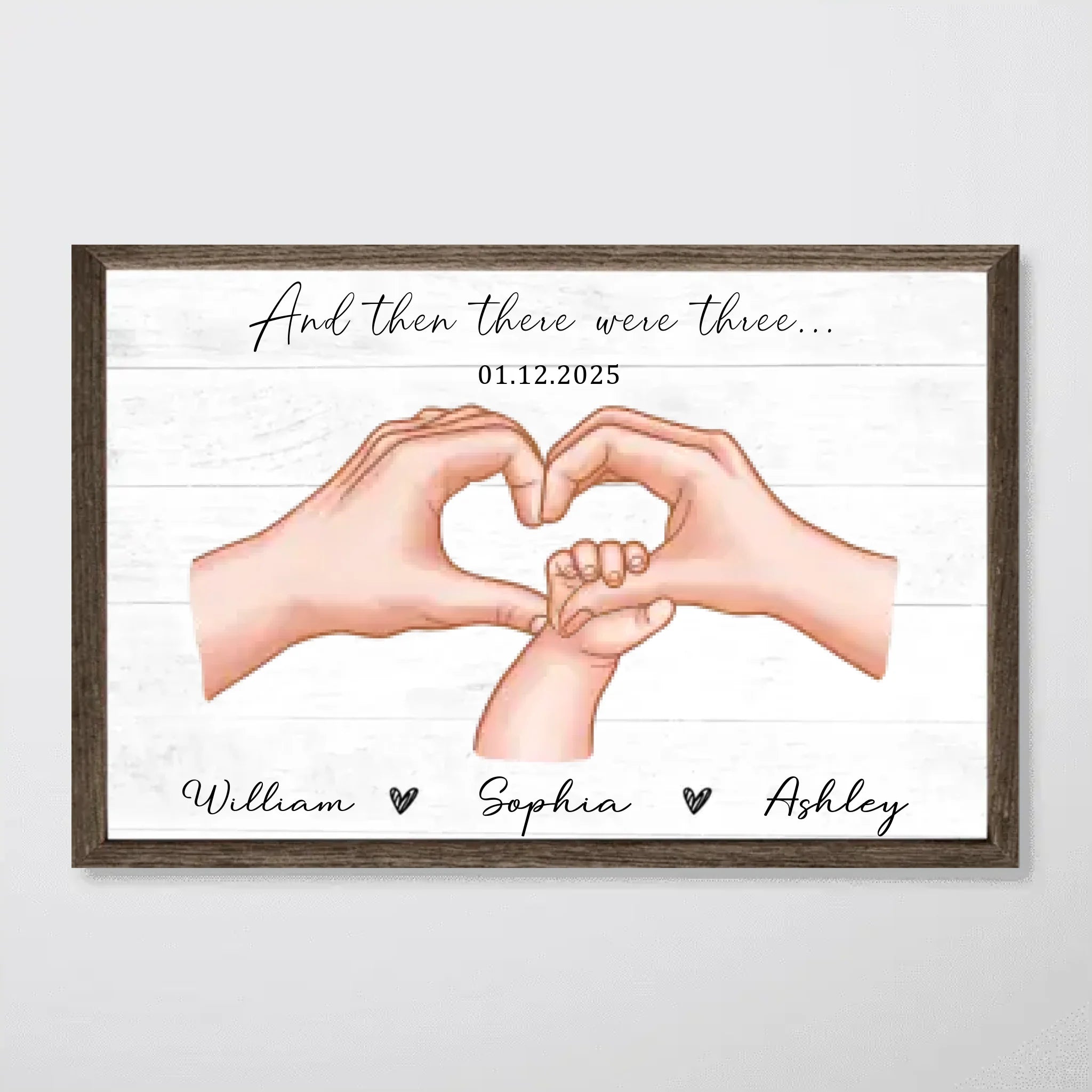 Family Of Three Personalized Poster, Heartfelt Gift For New Mom, New Dad, New Parents