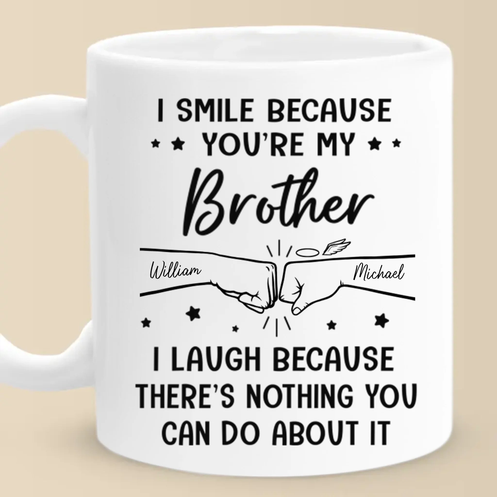 Custom Accent Mug - Personalized Birthday Gifts For Mom, Dad, Brother, Sister - I Smile Because You're My Brother