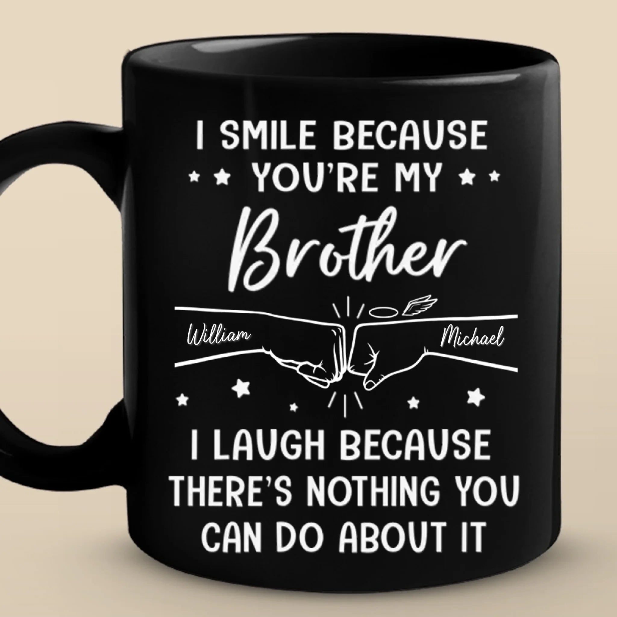 Custom Accent Mug - Personalized Birthday Gifts For Mom, Dad, Brother, Sister - I Smile Because You're My Brother