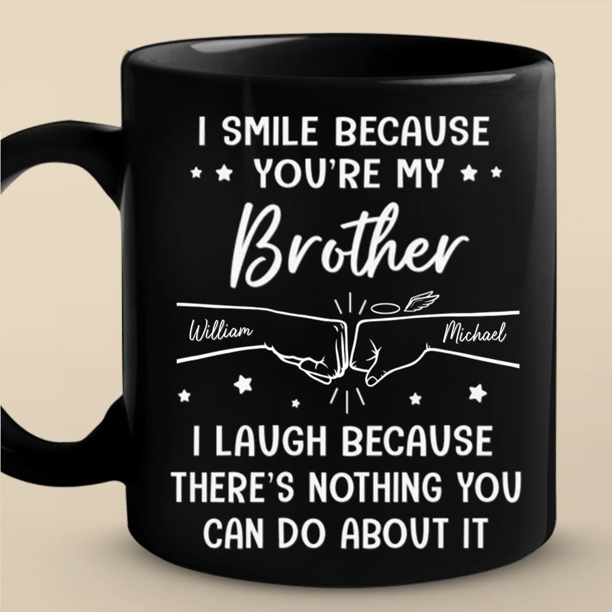 Custom Accent Mug - Personalized Birthday Gifts For Mom, Dad, Brother, Sister - I Smile Because You're My Brother