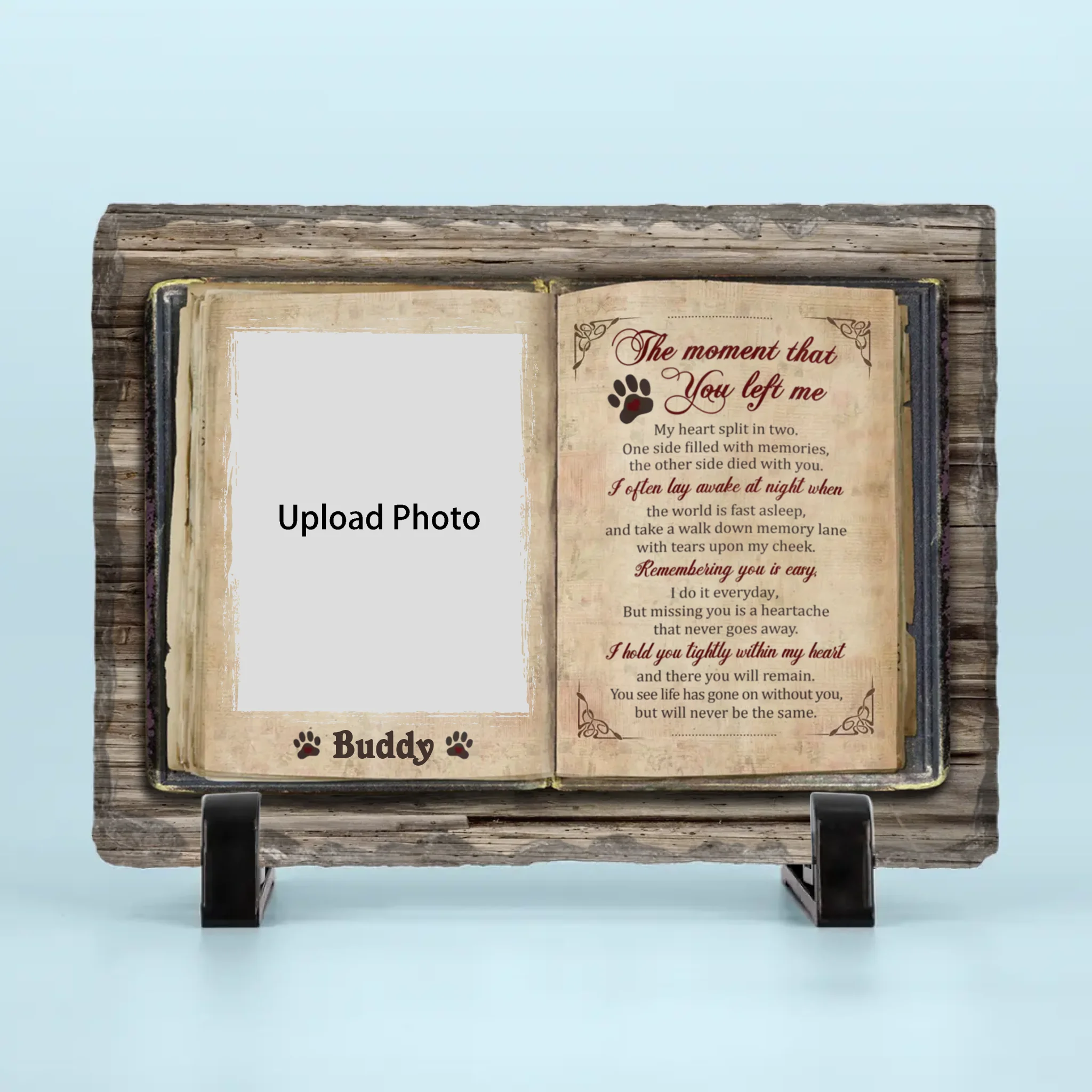 Custom Photo No Longer By My Side, But Forever In My Heart - Memorial Personalized Custom Rectangle Shaped Stone With Stand - Sympathy Gift For Pet Owners, Pet Lovers