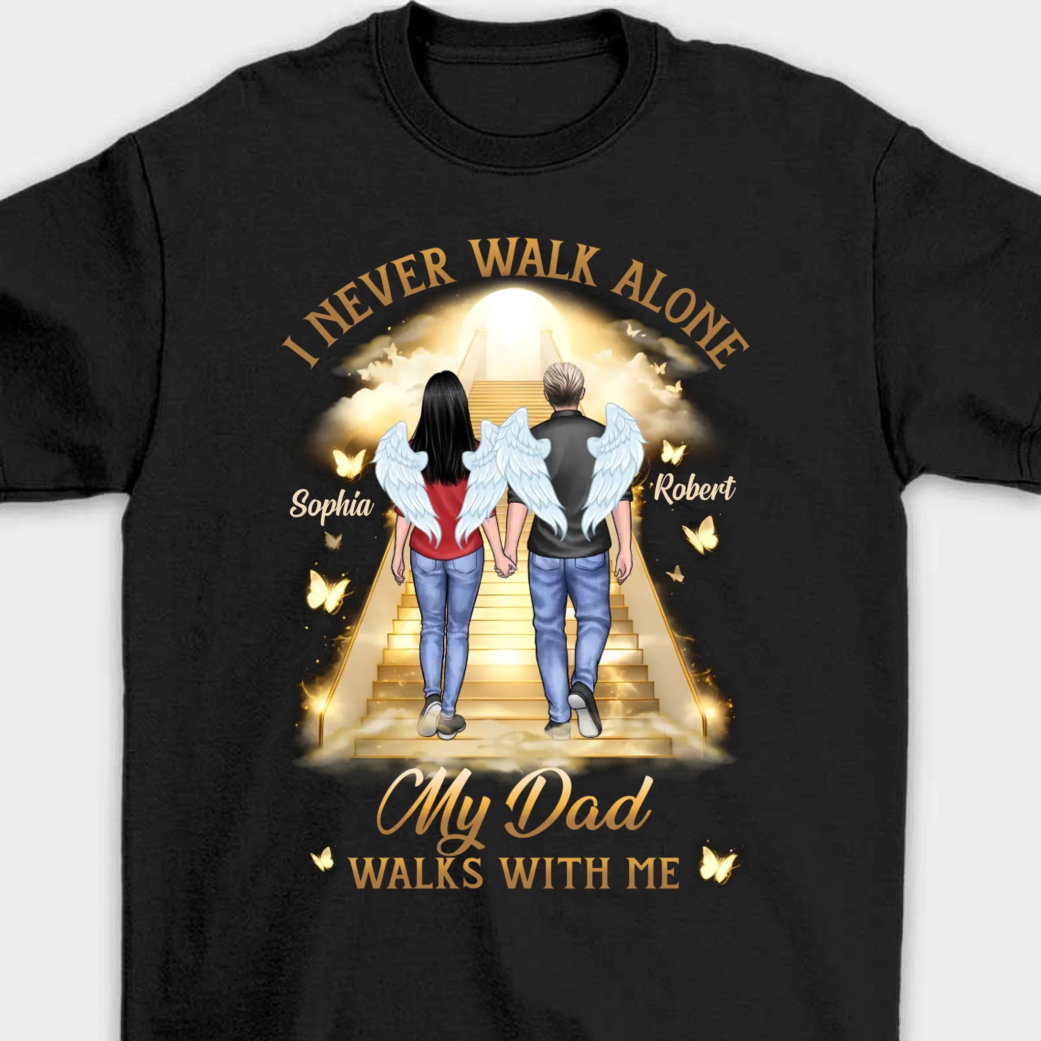 His Wings Guide My Steps - Memorial Personalized Custom Unisex T-shirt, Premium T-shirt, Hoodie - Sympathy Gift For Family Members