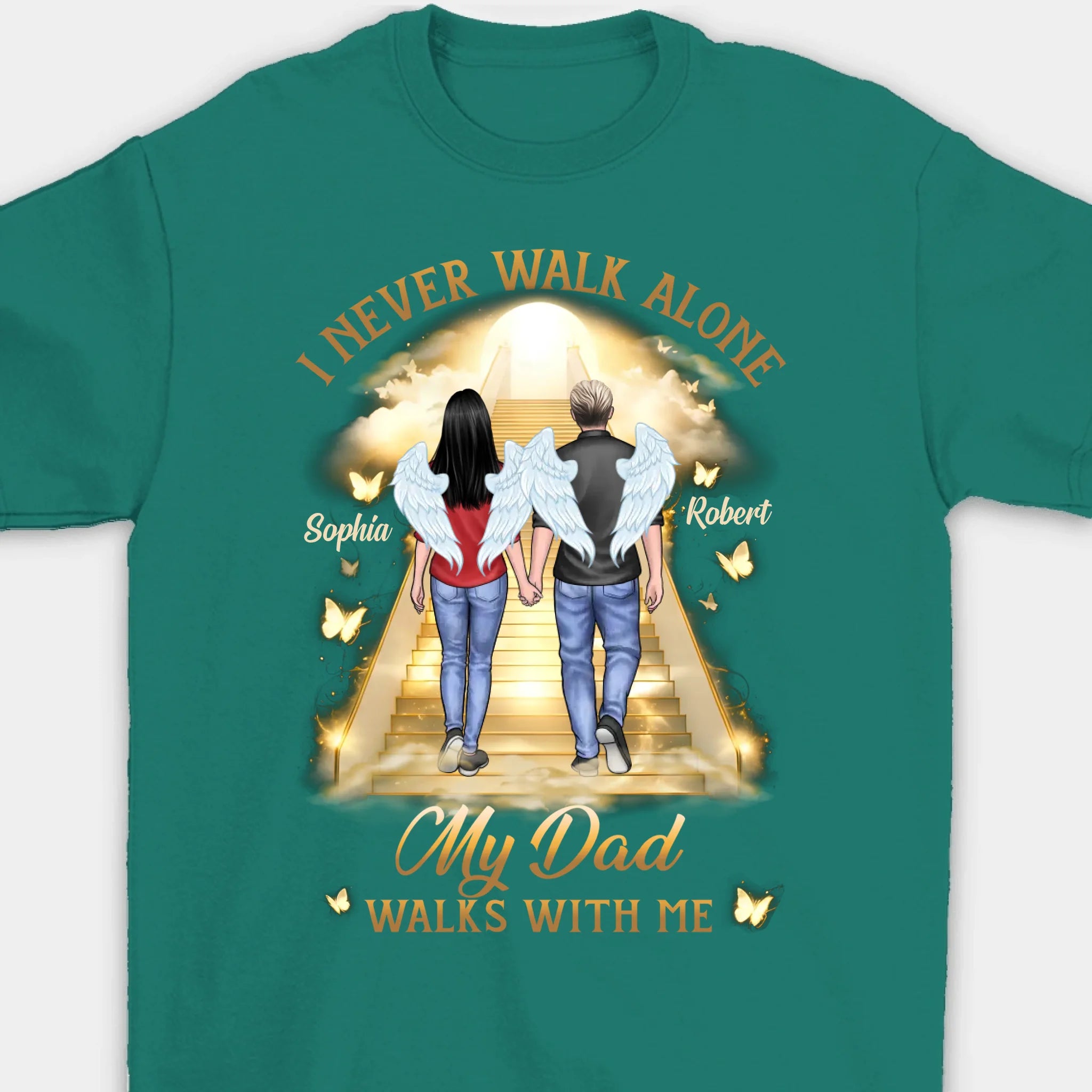 His Wings Guide My Steps - Memorial Personalized Custom Unisex T-shirt, Premium T-shirt, Hoodie - Sympathy Gift For Family Members