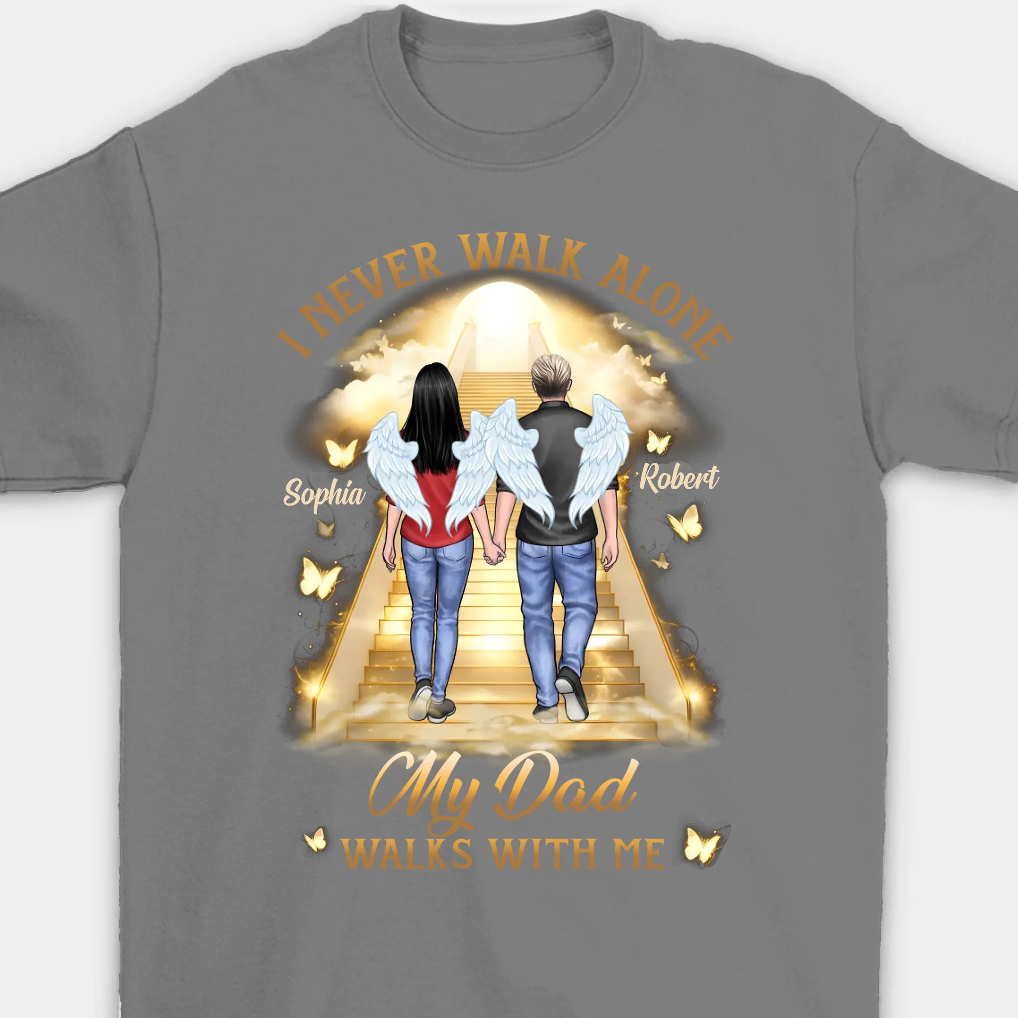 His Wings Guide My Steps - Memorial Personalized Custom Unisex T-shirt, Premium T-shirt, Hoodie - Sympathy Gift For Family Members