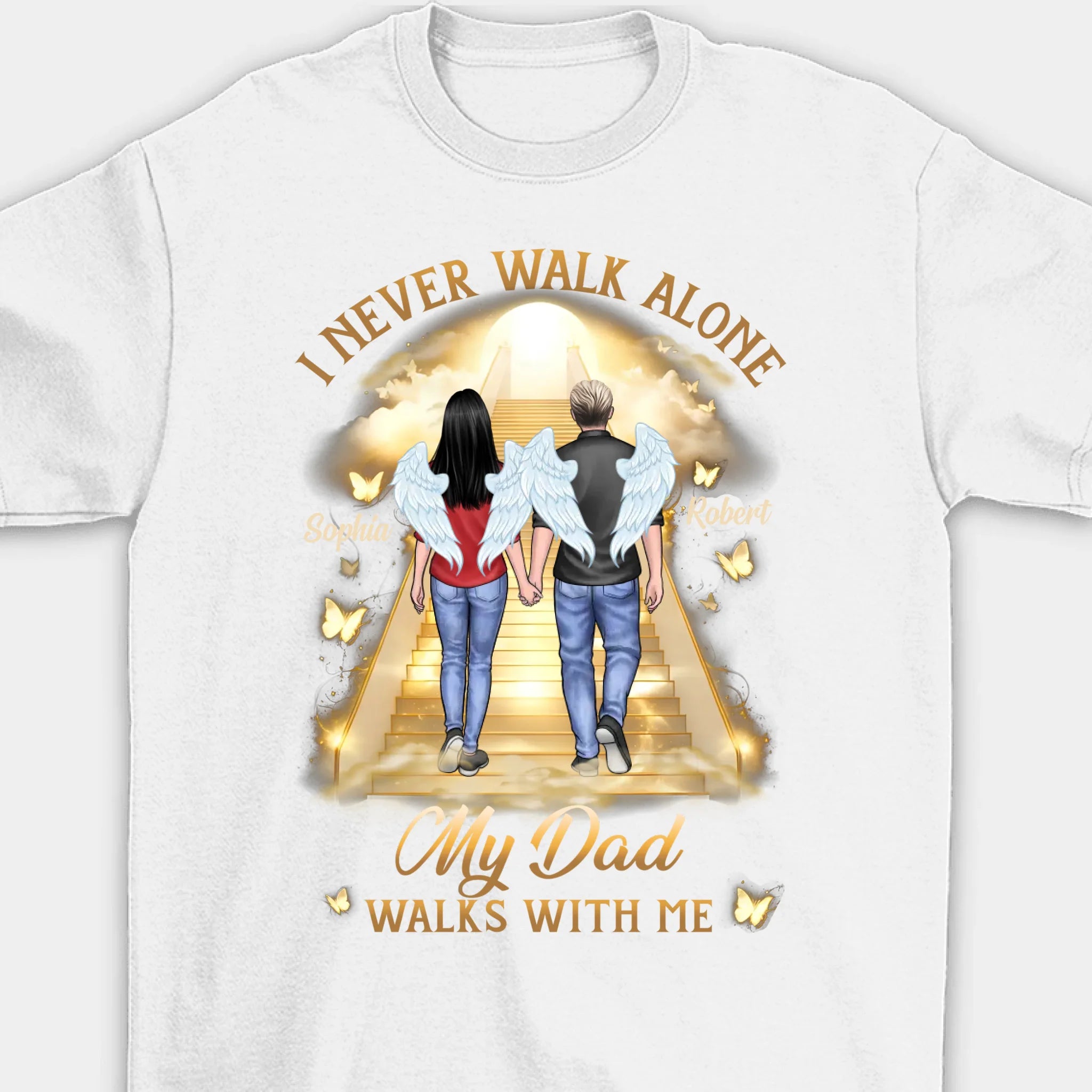 His Wings Guide My Steps - Memorial Personalized Custom Unisex T-shirt, Premium T-shirt, Hoodie - Sympathy Gift For Family Members