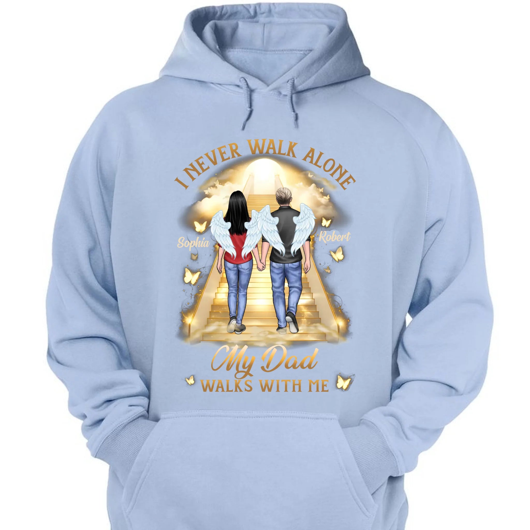 His Wings Guide My Steps - Memorial Personalized Custom Unisex T-shirt, Premium T-shirt, Hoodie - Sympathy Gift For Family Members