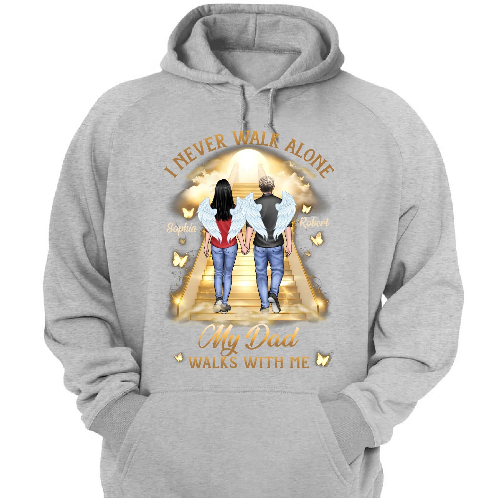 His Wings Guide My Steps - Memorial Personalized Custom Unisex T-shirt, Premium T-shirt, Hoodie - Sympathy Gift For Family Members