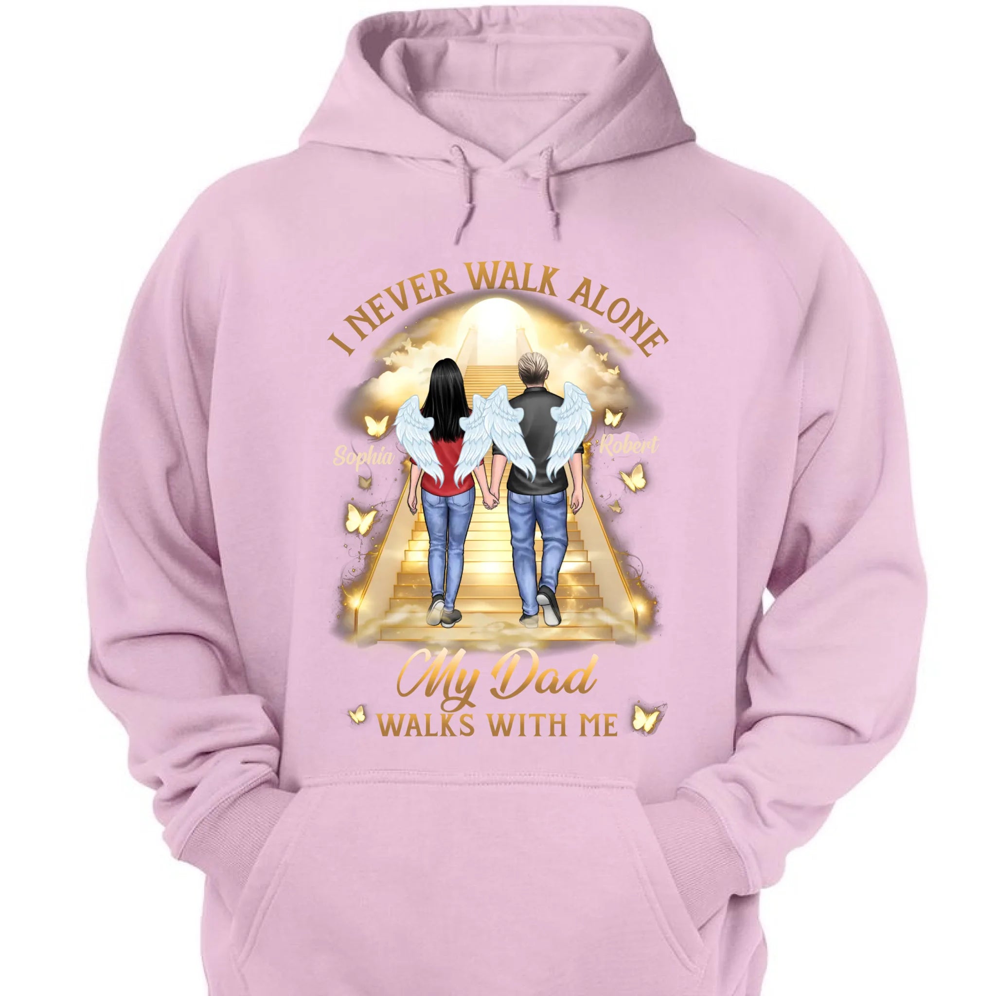 His Wings Guide My Steps - Memorial Personalized Custom Unisex T-shirt, Premium T-shirt, Hoodie - Sympathy Gift For Family Members
