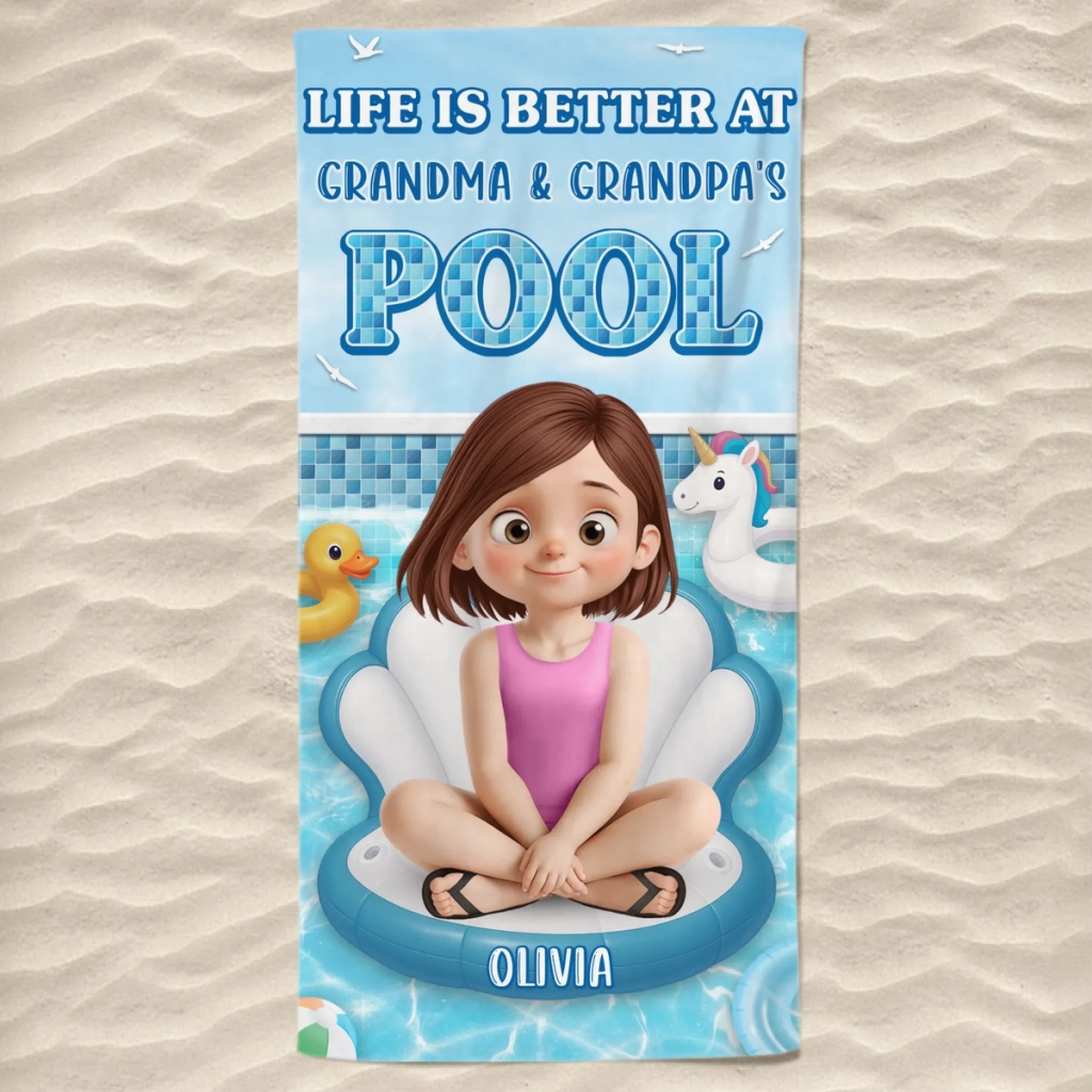 Custom Beach Towel - Personalized Summer Vacation A