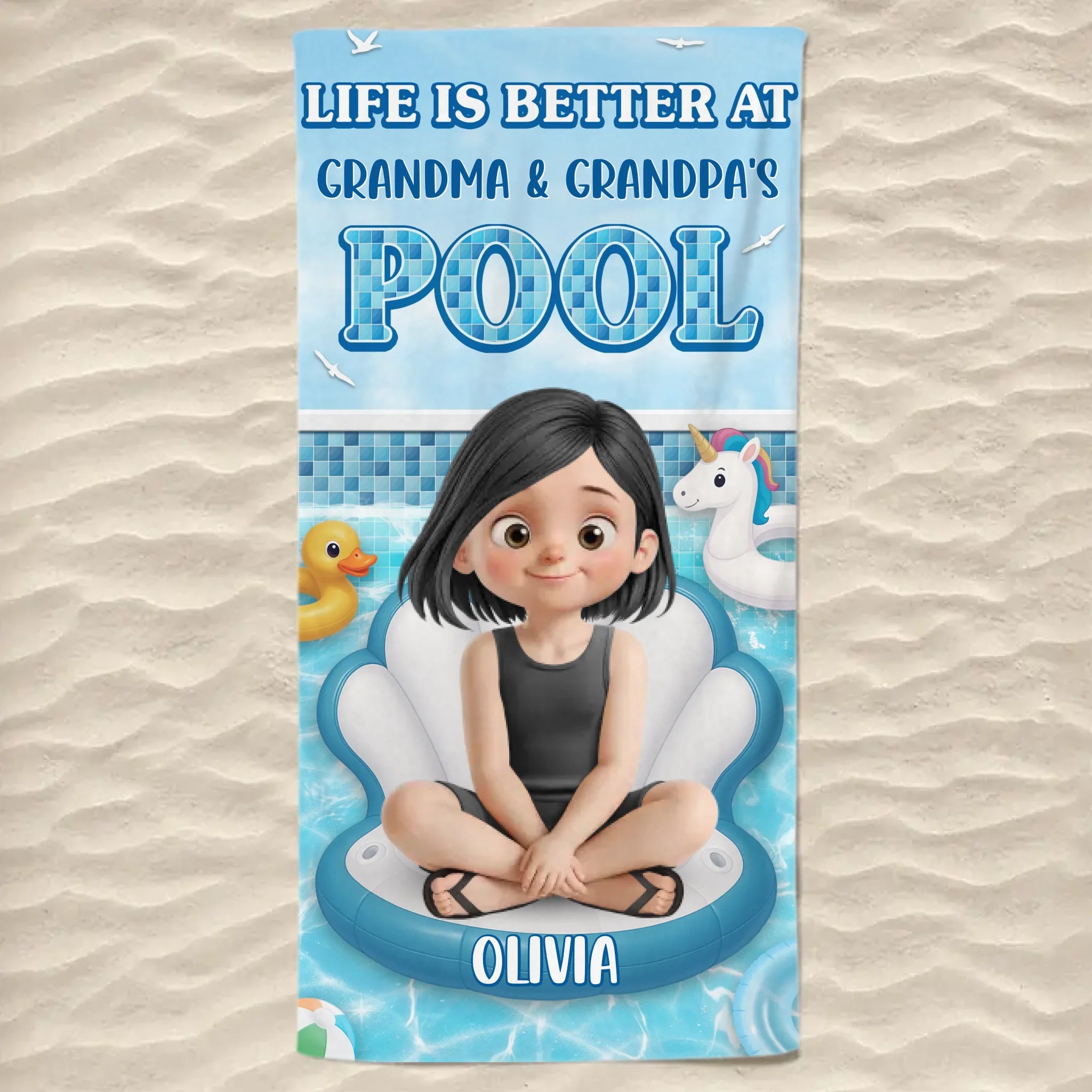 Custom Beach Towel - Personalized Summer Vacation And Travel Gifts For Family, Kids - Grandkid Pool Party