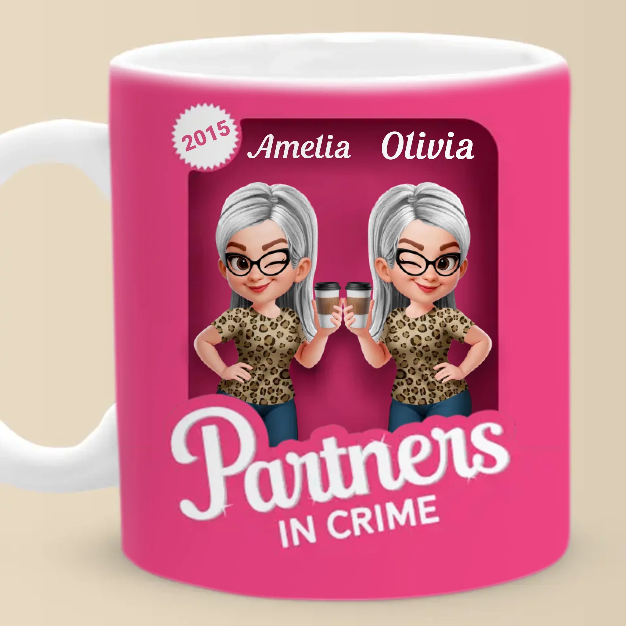 Custom Mug - Personalized Best Friend Birthday Gifts For Women, Besties, Sisters, BFF - Partners In Crime Sisters Forever