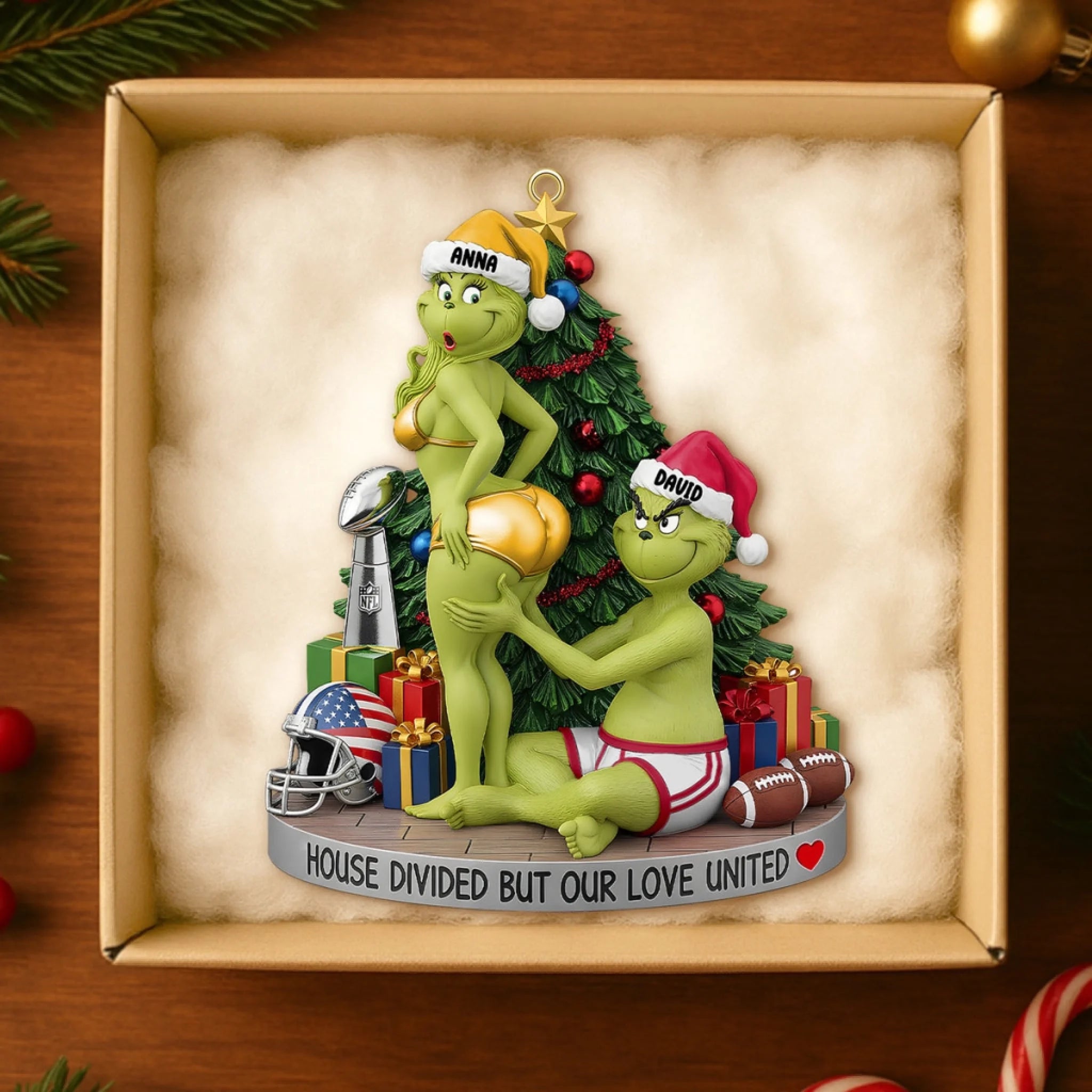 Green Monster Couple - House Divided Ornament -_yyt