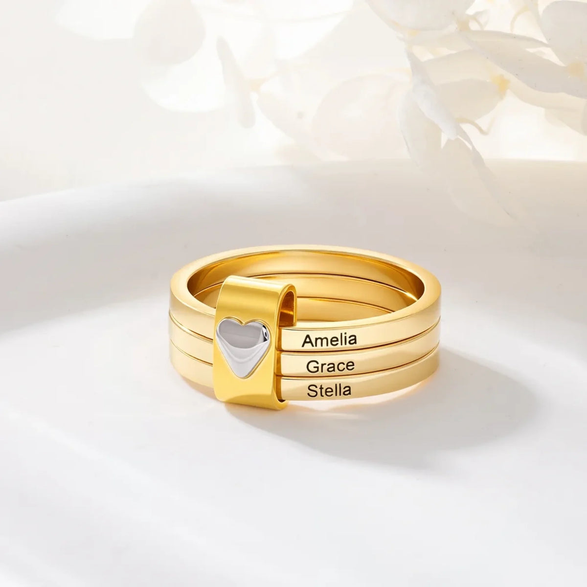 Personalized Sterling Silver Name Stacking Rings - Engraved 2-7 Bands ...
