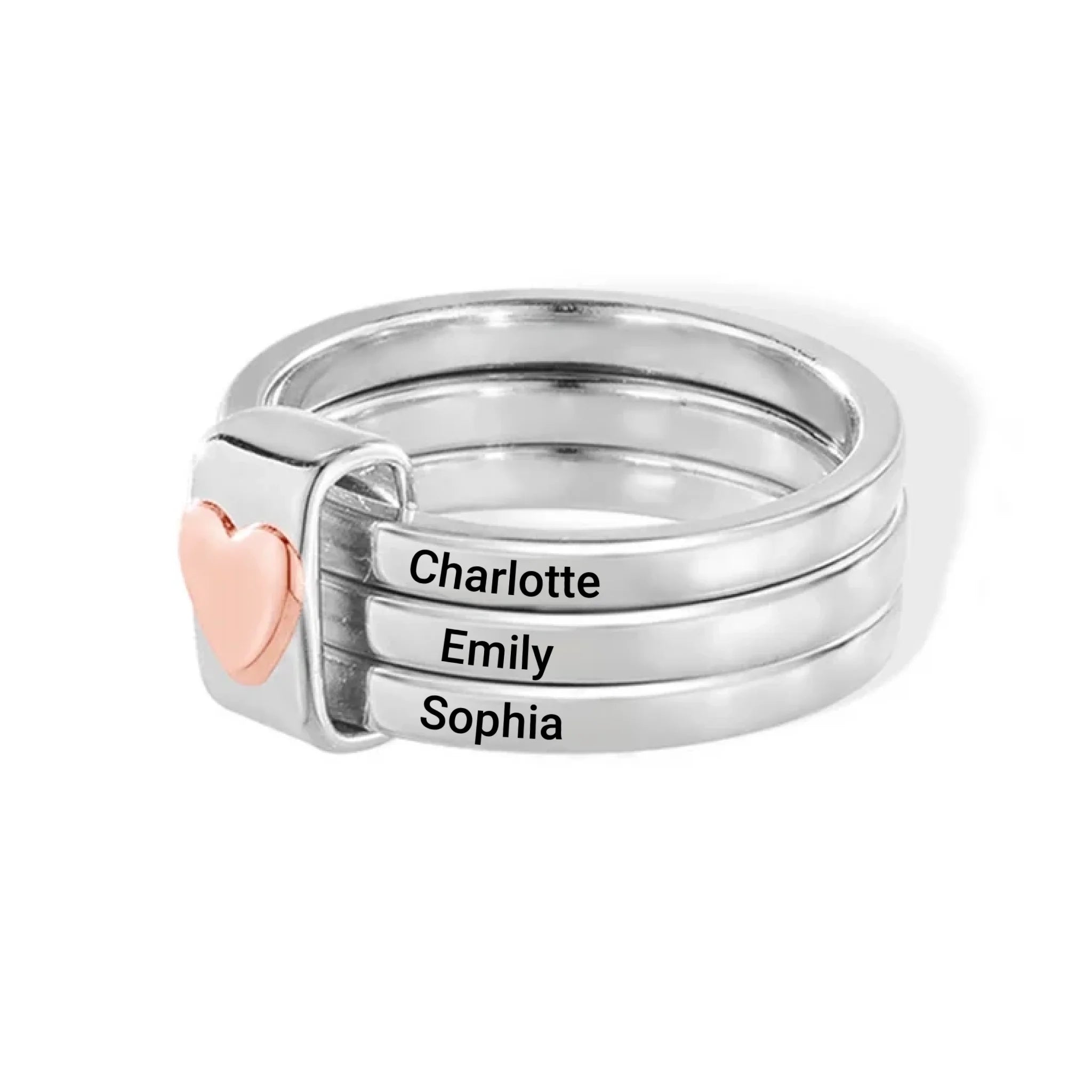 Personalized Sterling Silver Name Stacking Rings - Engraved 2-7 Bands ...