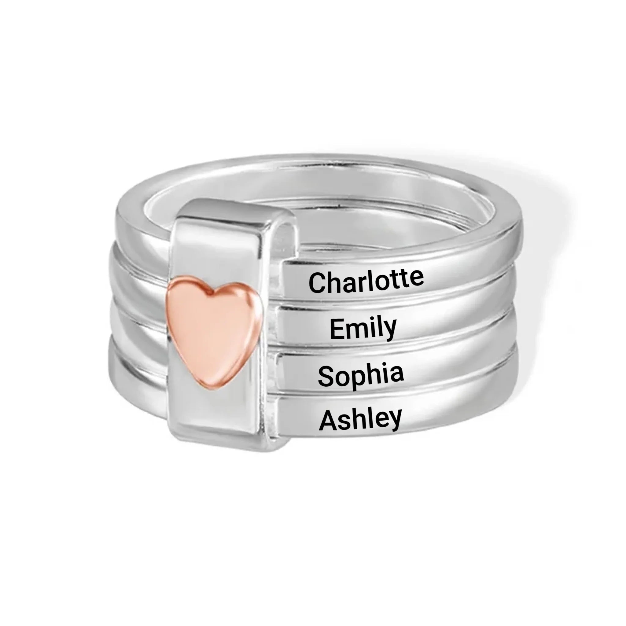 Personalized Sterling Silver Name Stacking Rings - Engraved 2-7 Bands ...