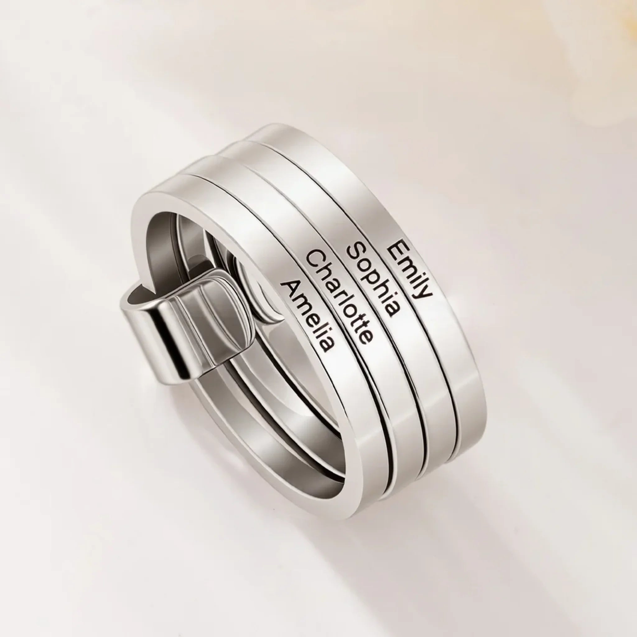 Personalized Sterling Silver Name Stacking Rings - Engraved 2-7 Bands ...