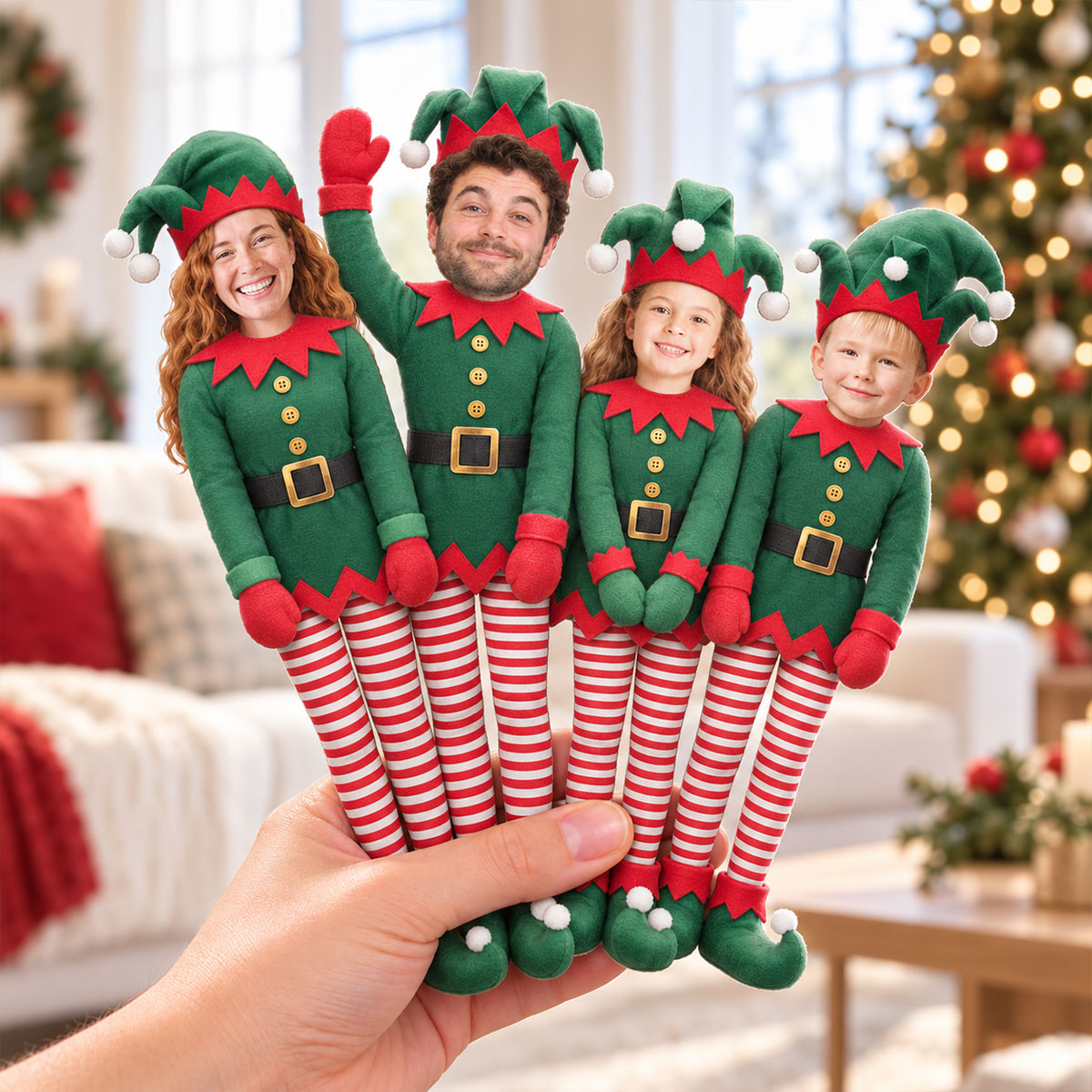 Custom Face Christmas Elf Doll from Photo - Personalized Elf Poseable Plush Doll, Photo Plush Toy, Funny Family Christmas Gift, Holiday Keepsake