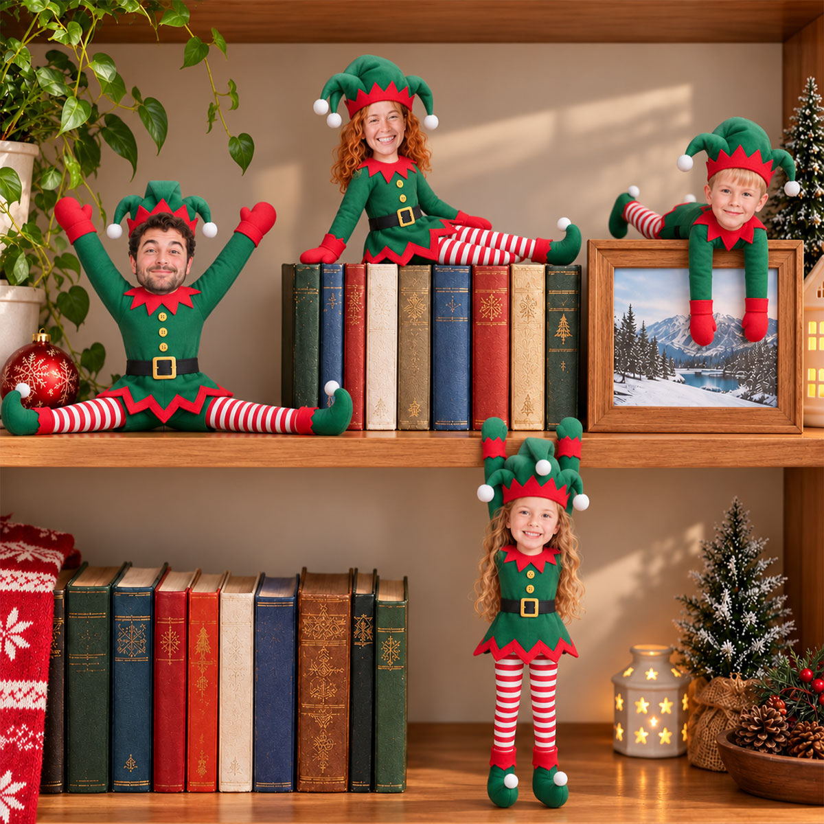 Custom Face Christmas Elf Doll from Photo - Personalized Elf Poseable Plush Doll, Photo Plush Toy, Funny Family Christmas Gift, Holiday Keepsake